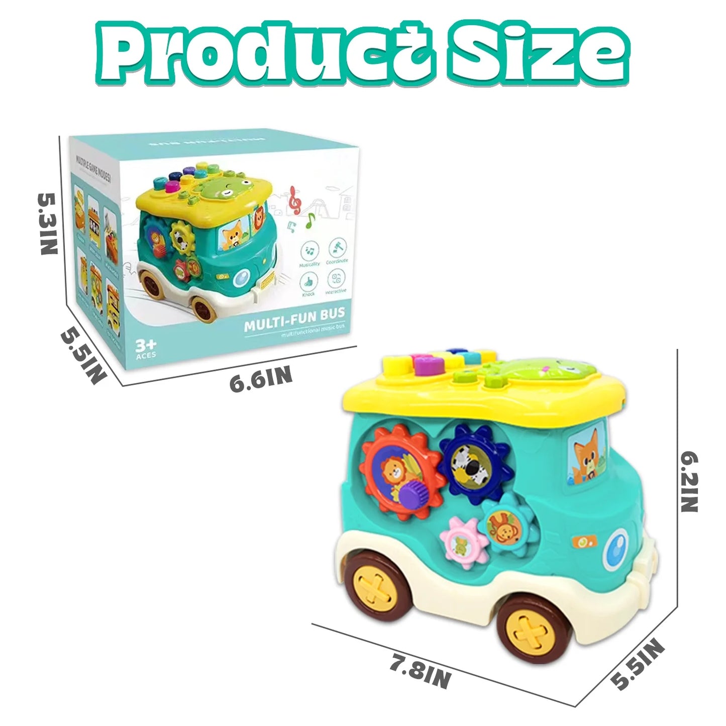 Baby Toys for 6 12 Months, Learning Toys for 1 2 3 Year Old Boys Girls, Light up Musical Busy Board Toy for Toddlers 1-3, Baby Toys for 12 24 Months