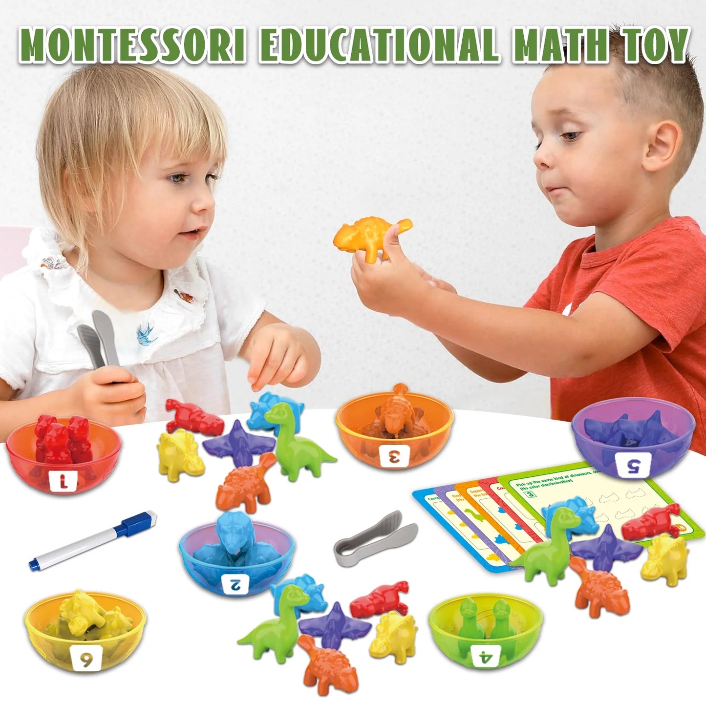 Counting Dinosaurs Toys, Learning Toys for 3 4 5 6 Years Old Boys Girls, Toddler Preschool Sensory Early Educational Toys Ages 2-4, 5-7