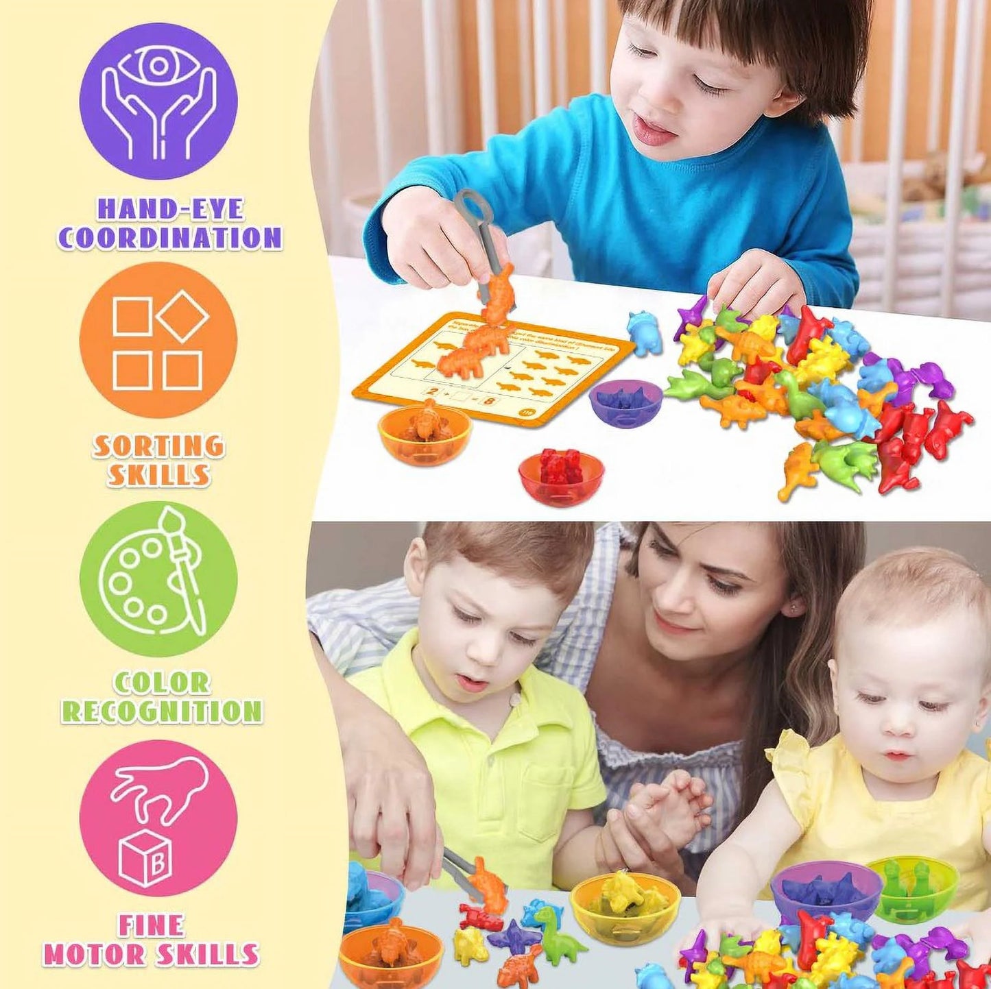 Counting Dinosaurs Toys, Learning Toys for 3 4 5 6 Years Old Boys Girls, Toddler Preschool Sensory Early Educational Toys Ages 2-4, 5-7