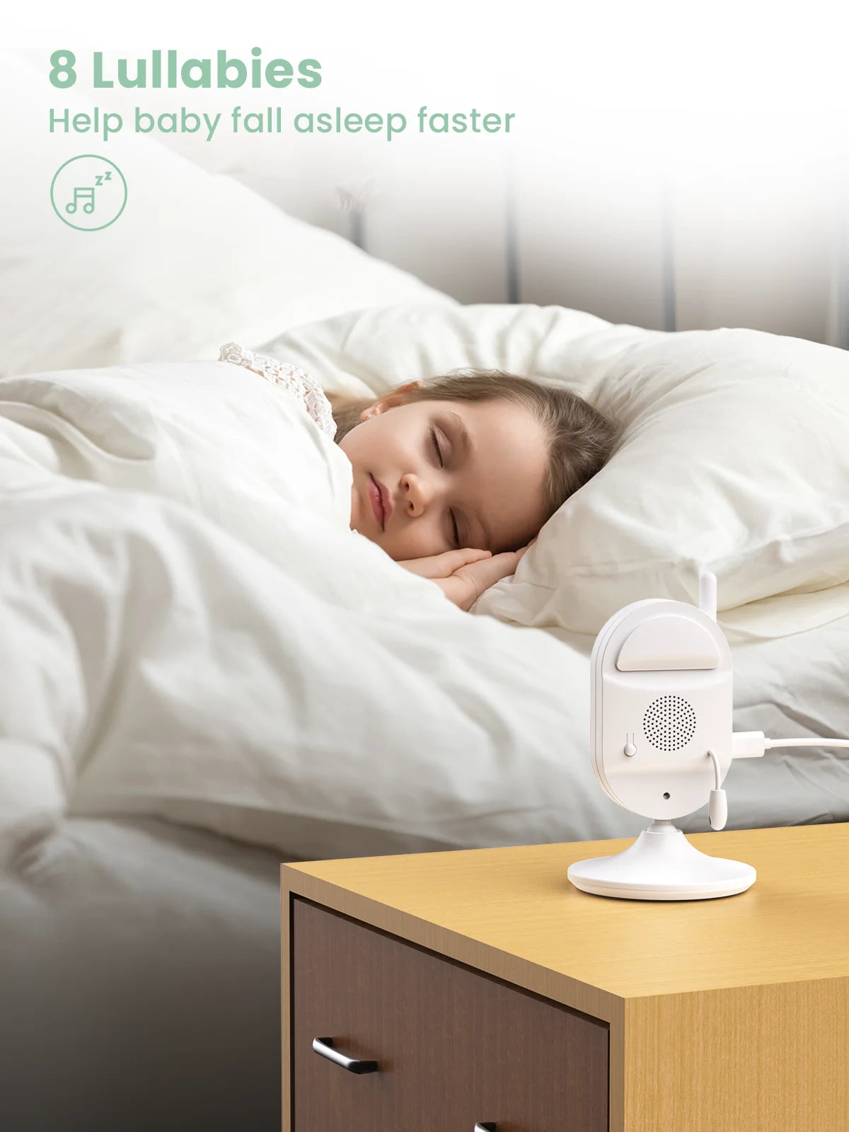 YOTON Video Baby Monitor with Camera, Auto Night Vision, 2 Way Talk, Lullabies with 2.4 Ghz, White