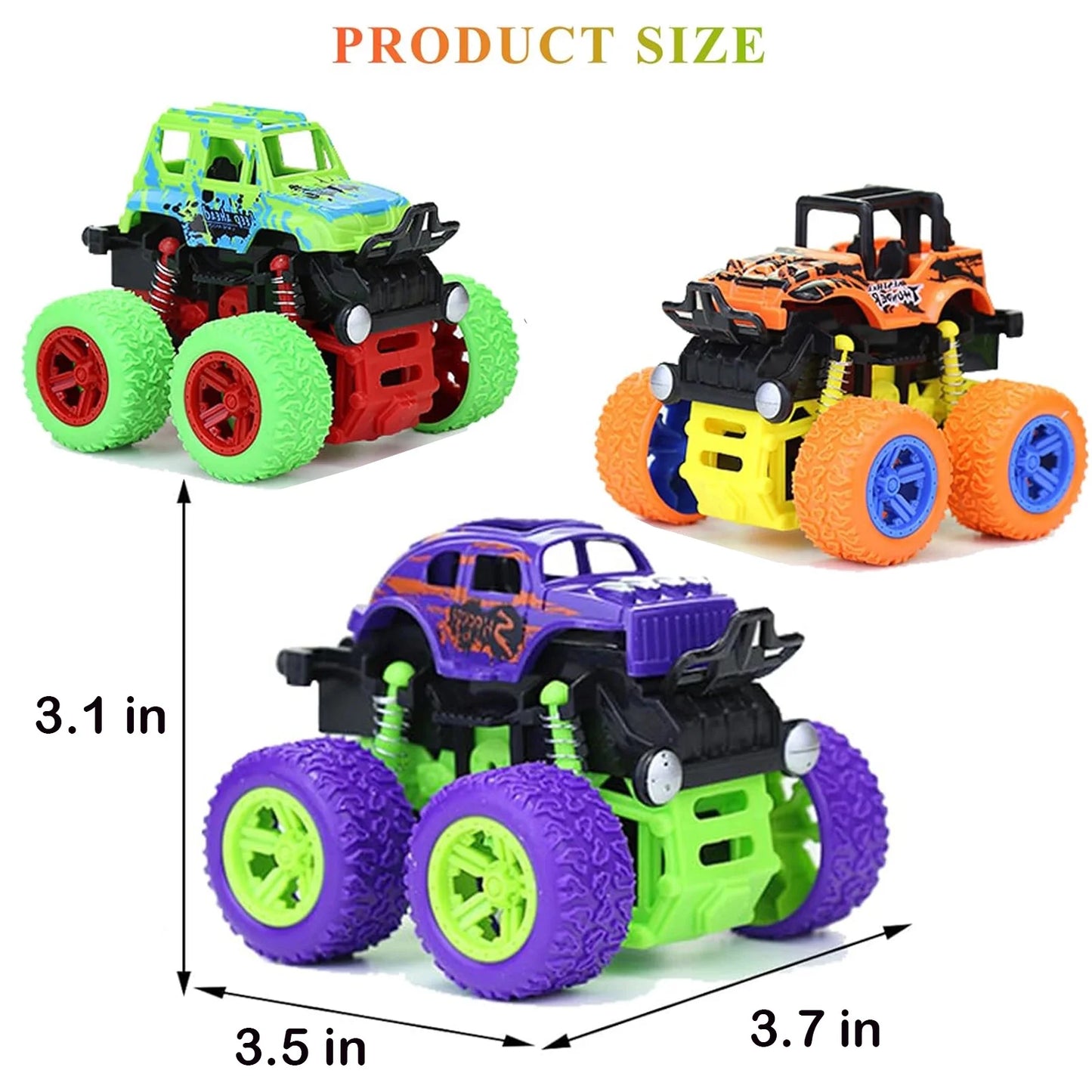 Friction Powered Monster Car Toddler Toys, Little Baby Gift for Kids 1-5 Years, Birthday Christmas Party Gifts for Boys Girls Age 2+