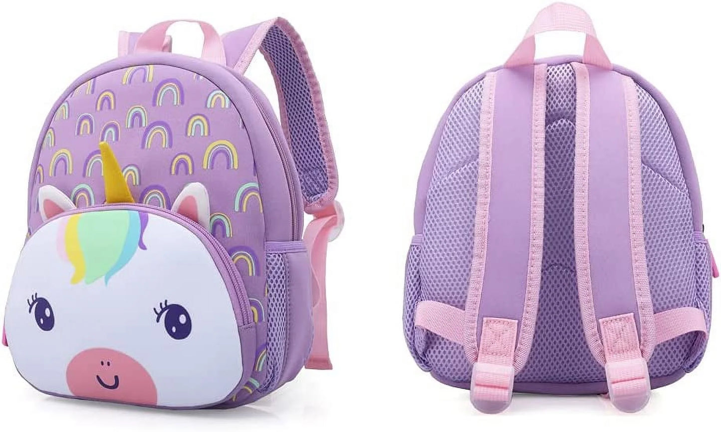 Cute Toddler Backpack Baby Girls Preschool Daycare Backpack Bookbag Schoolbag Gifts for Kids Little Girls(Rainbow Unicorn)