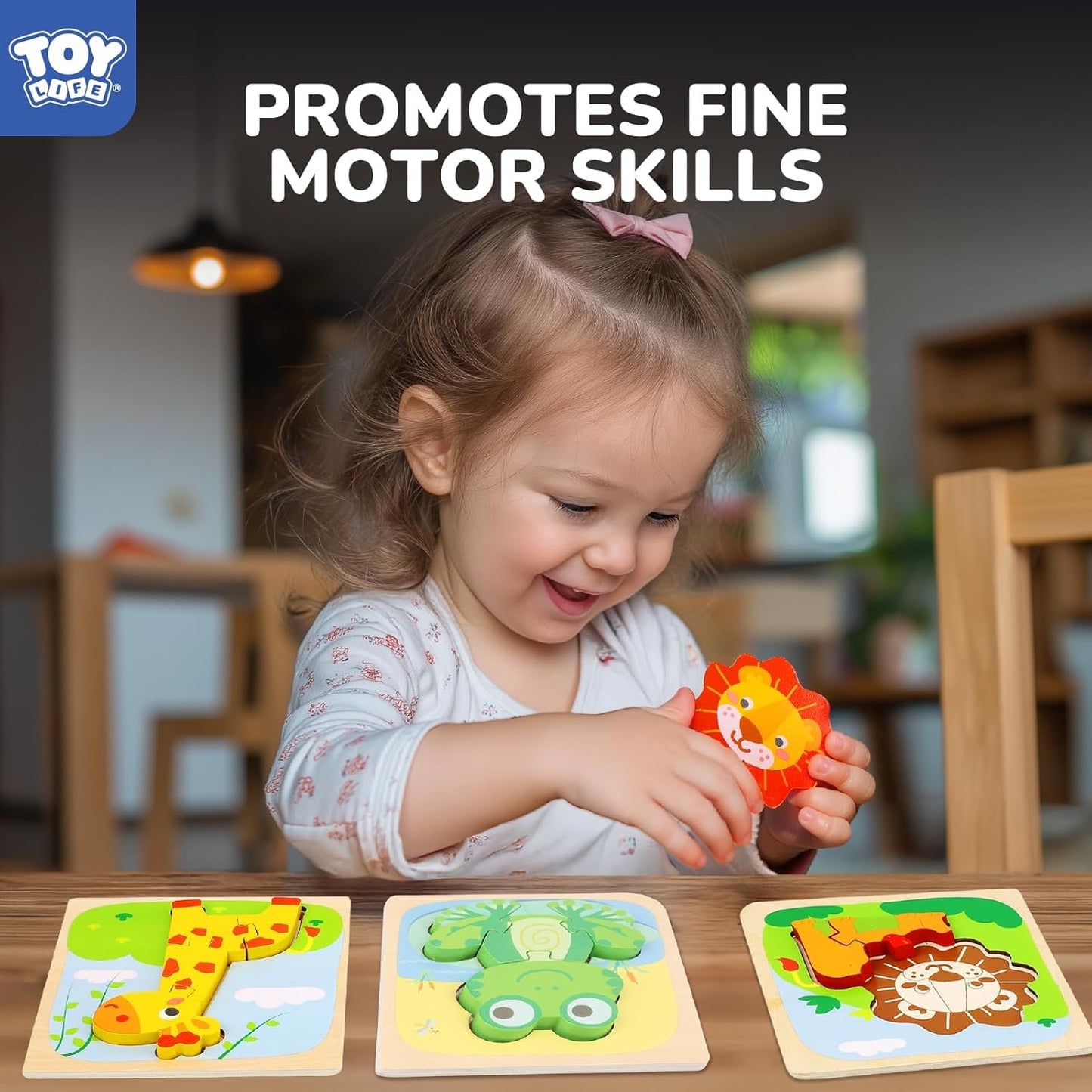 Wooden Puzzles for Toddlers 2-4, Toddler Montessori Toys for 1 2 3 Year Old Boys Girls, Animals Wood Jigsaw Puzzles, Educational Learning Toy Kids Puzzle, Best Gifts for Baby Age 1-3 2-4