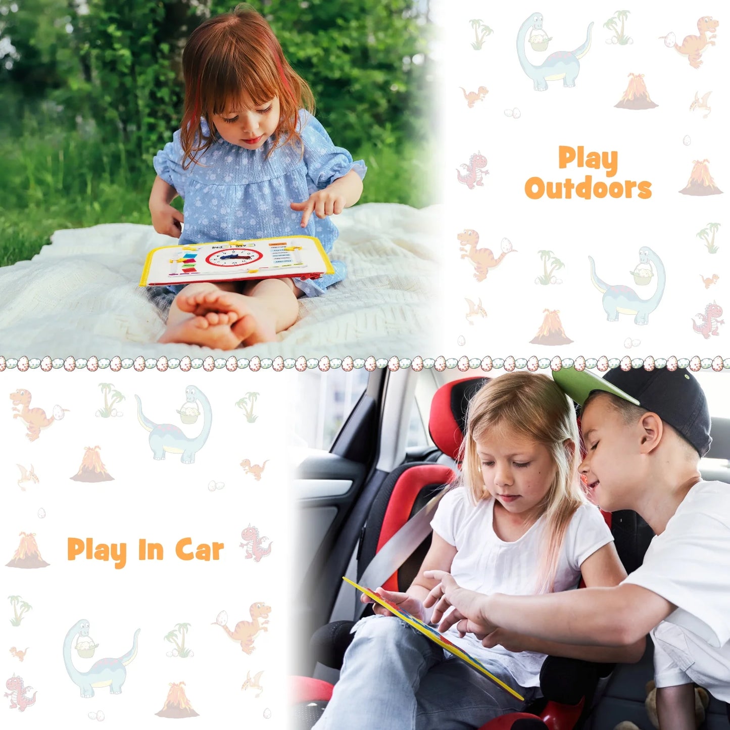 Toddler Busy Board - Busy Board for Toddlers 2-4-Toddler Travel Toys for Car or Airplane - 5 in 1 Montessori Toys ,– Educational Learning Toy