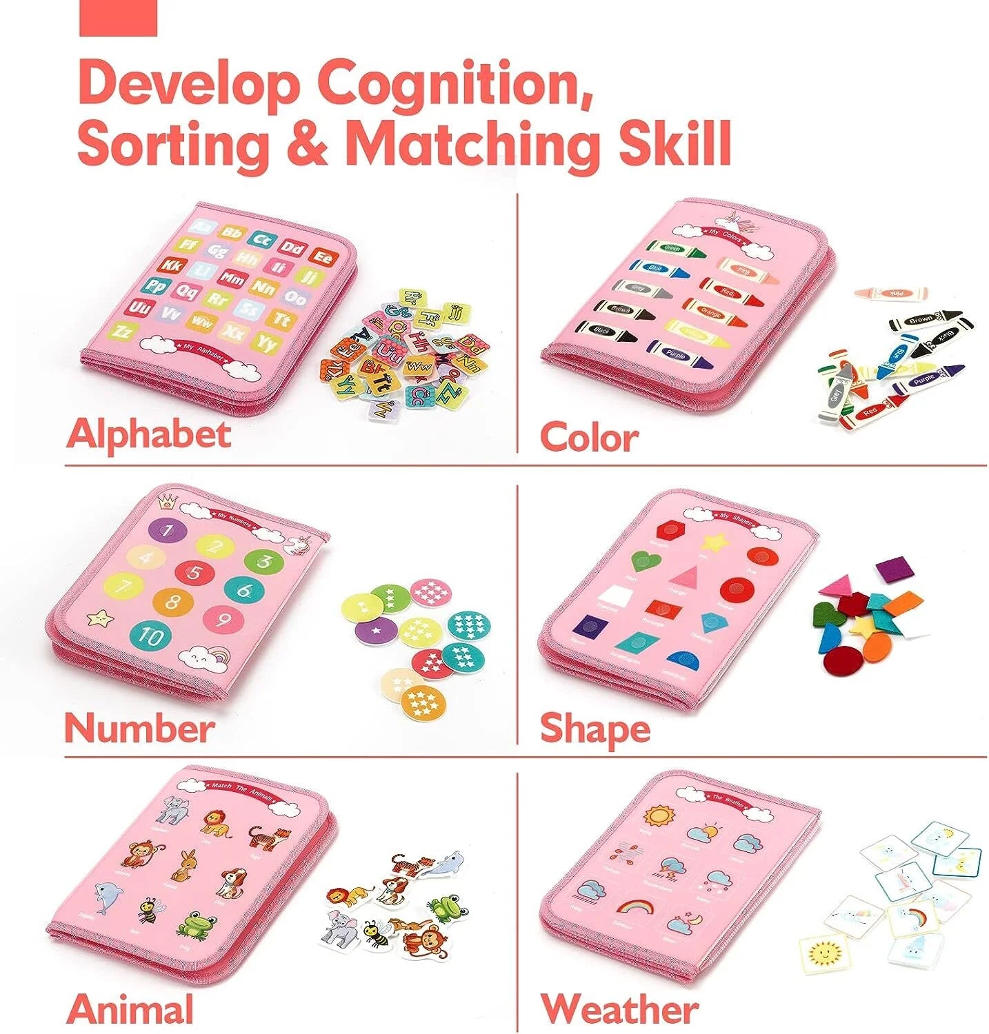 Busy Board for Toddler, 8 in 1 Montessori Sensory Toys for Boys Girls Age 1 2 3 4, Toddler Travel Toys, Educational Learning Activities Board for Fine Motor Skills, Ideal Gift for Toddlers