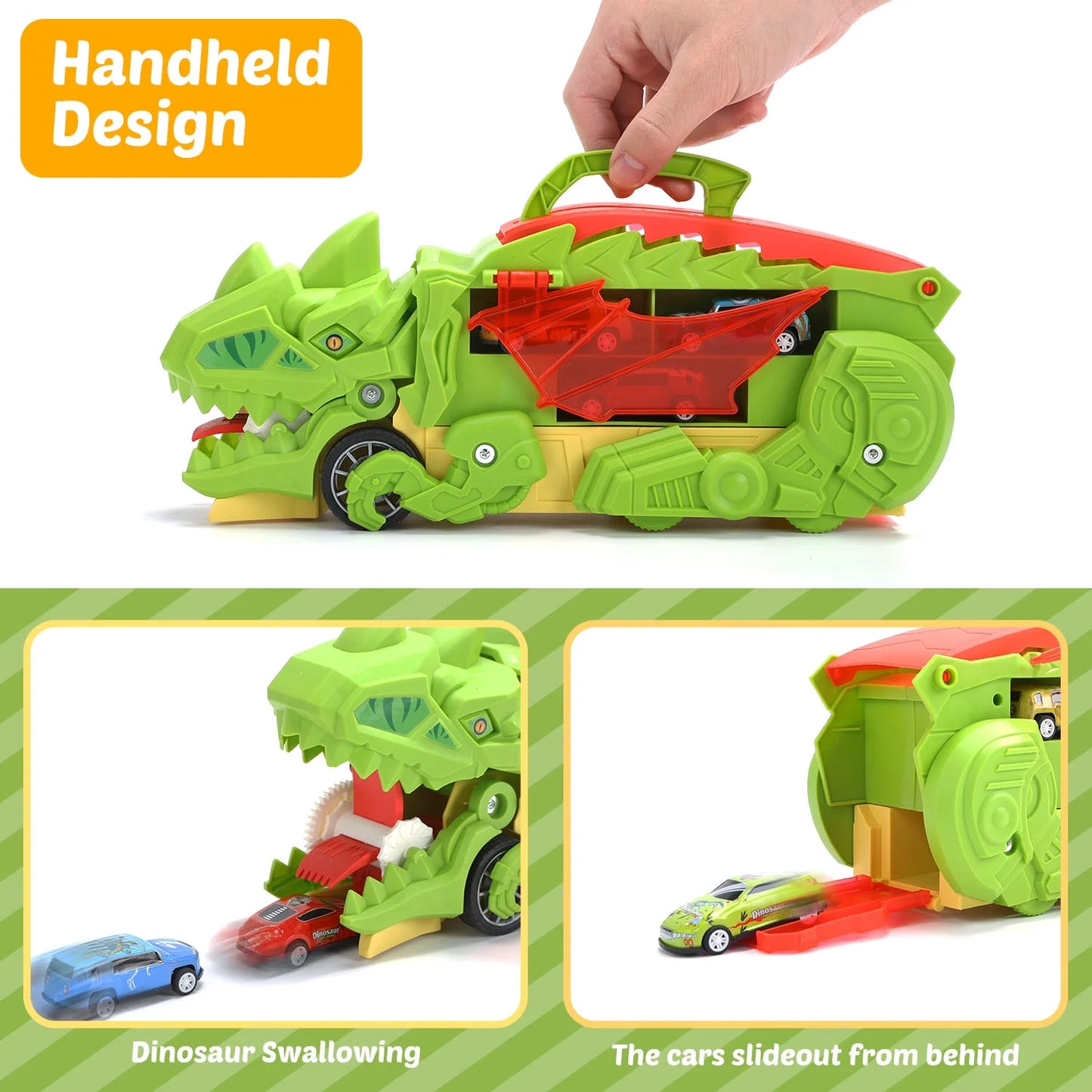 20 in 1 Dinosaur Transport Truck with 20 Cars, City Dinosaur Ultimate Hauler Track Toy, Transforms into Stomping Standing Dinosaur Toddler Toys Birthday Gift for Kids Ages 3+