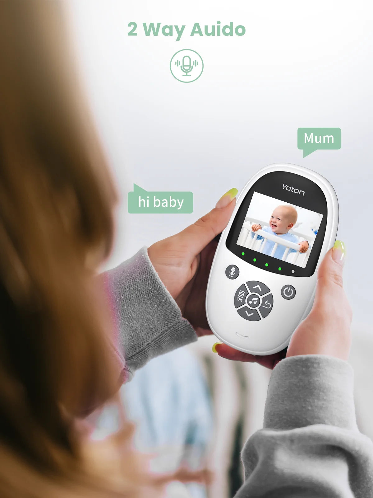 YOTON Video Baby Monitor with Camera, Auto Night Vision, 2 Way Talk, Lullabies with 2.4 Ghz, White