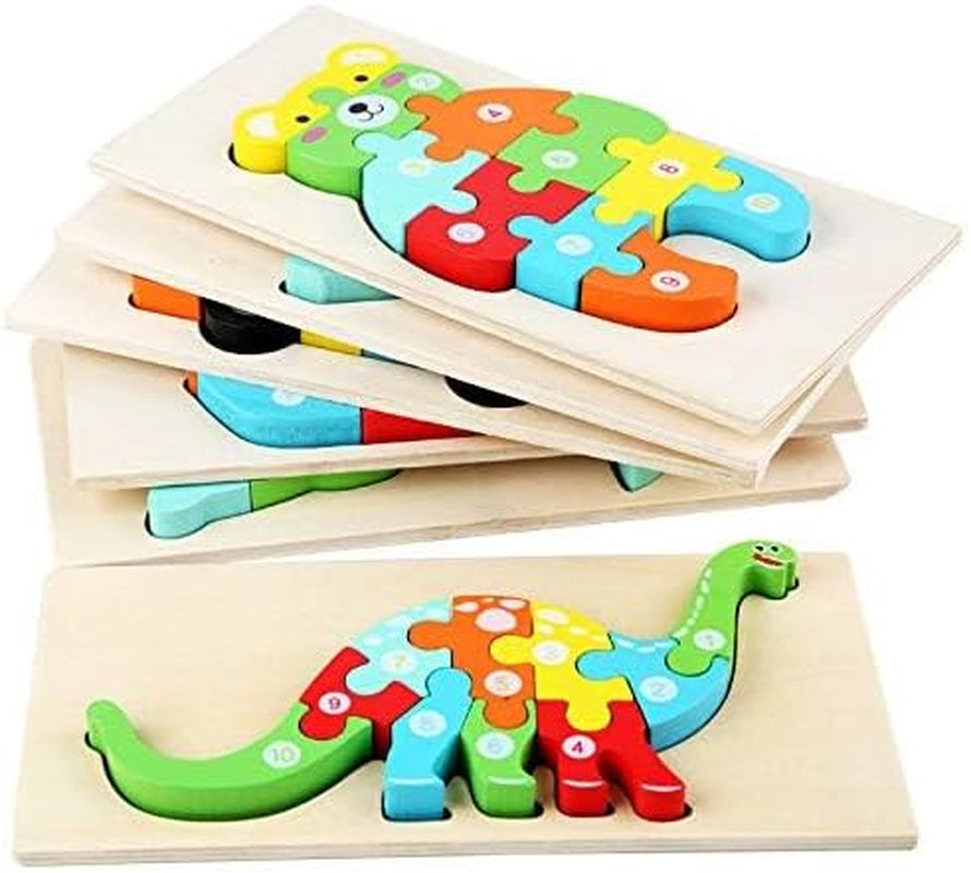 Wooden 'Fire Truck' 3D Jigsaw Puzzle for Kids, Animal Number Block Puzzles for Toddlers, Educational Learning Montessori Toys for Boys and Girls (Fire Truck)