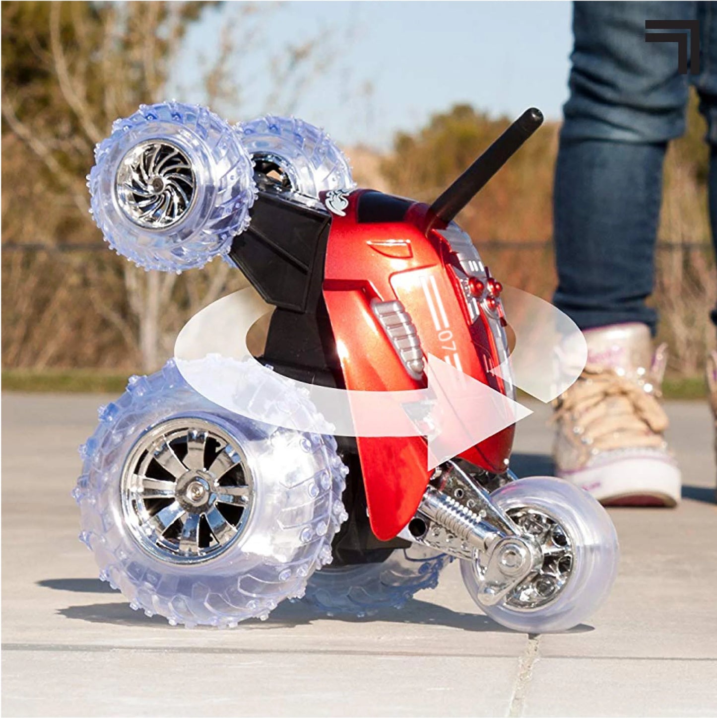 ® Thunder Tumbler Remote Control Car, with LED Lighting and 360 Spins, Age 6+, Red