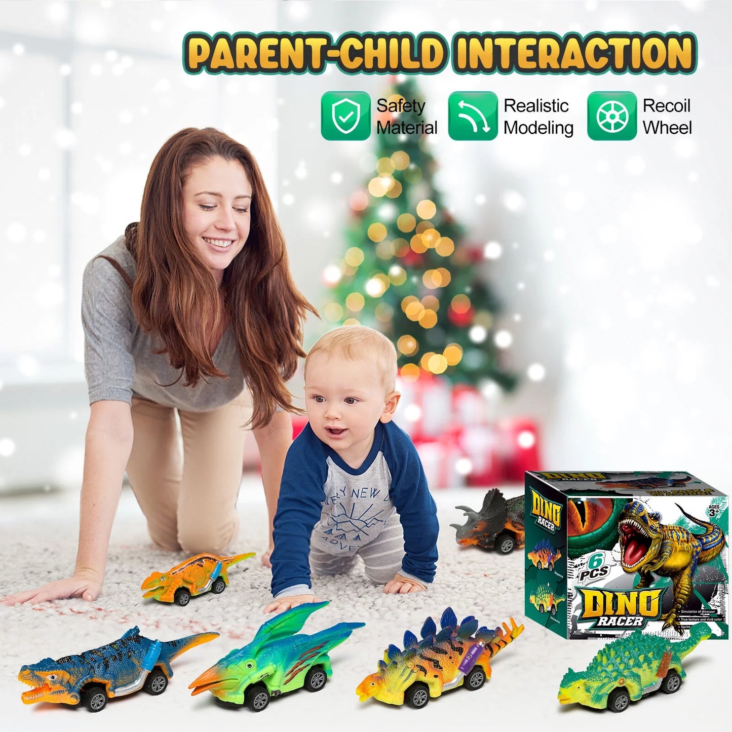 Dinosaur Toys, Boy Toys Car Ages 2 3 4 5 6, Dinosaur Pull Back Car 6 PCS for Toddlers Kids Boys Toys Ages 2-6 Years Old,Birthday Gifts.