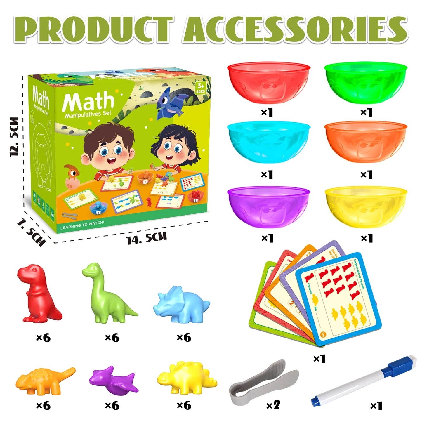 Counting Dinosaurs Toys, Learning Toys for 3 4 5 6 Years Old Boys Girls, Toddler Preschool Sensory Early Educational Toys Ages 2-4, 5-7