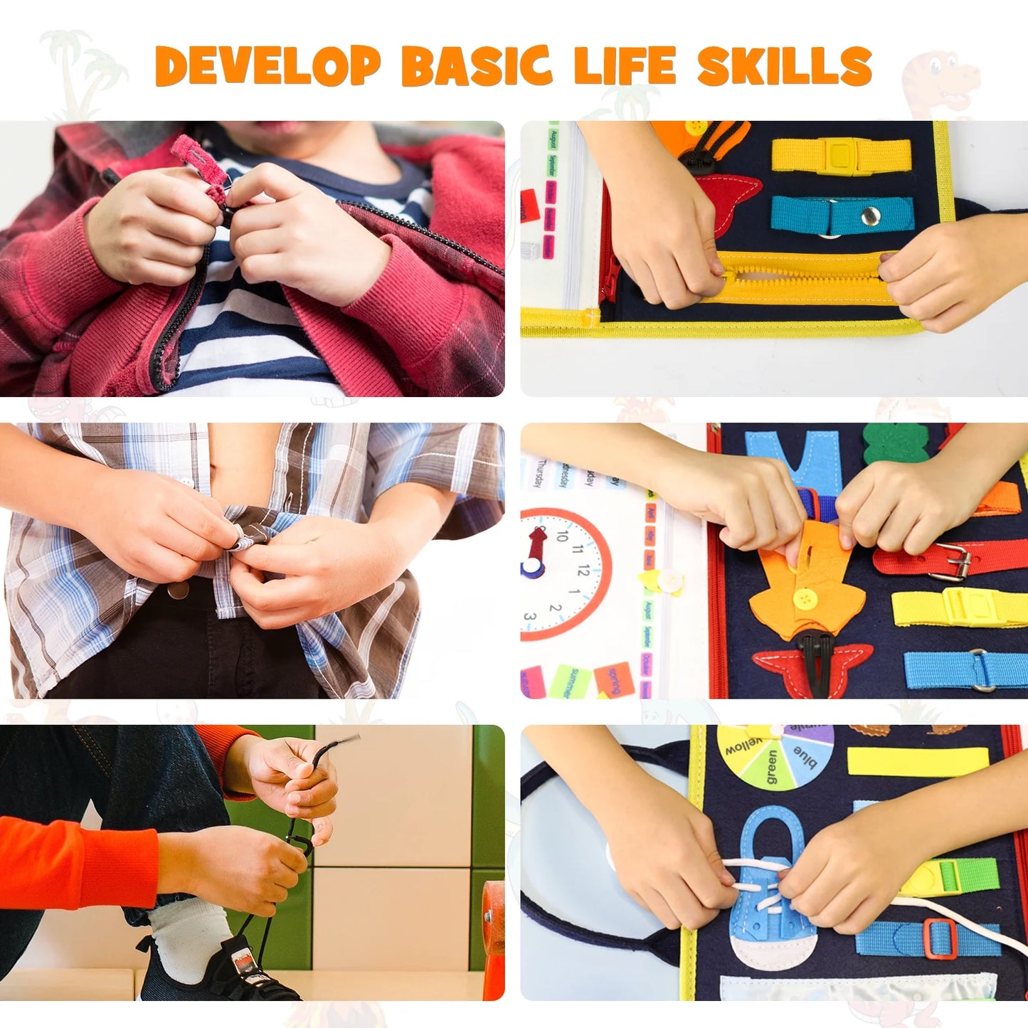 Toddler Busy Board - Busy Board for Toddlers 2-4-Toddler Travel Toys for Car or Airplane - 5 in 1 Montessori Toys ,– Educational Learning Toy