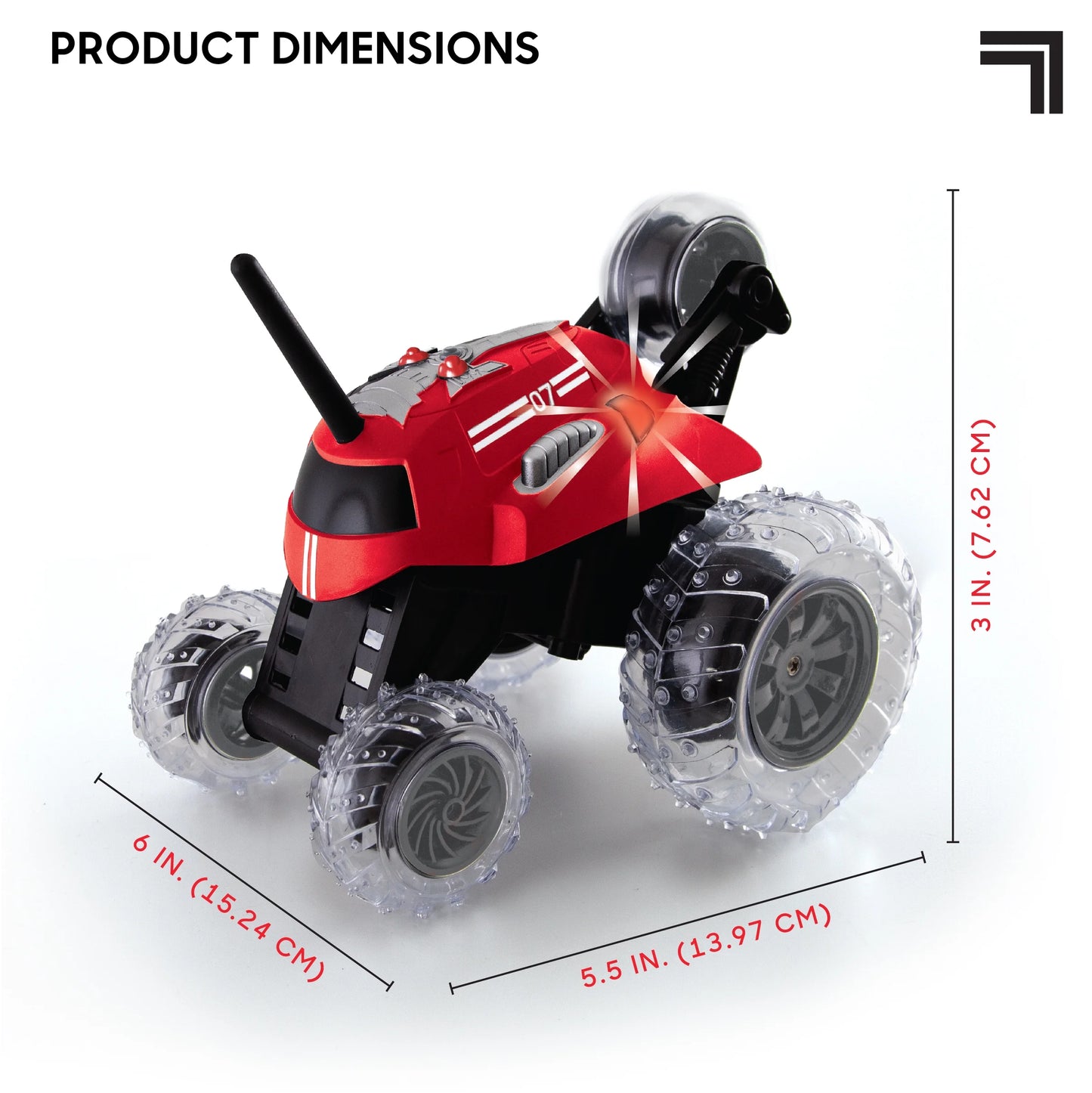 ® Thunder Tumbler Remote Control Car, with LED Lighting and 360 Spins, Age 6+, Red