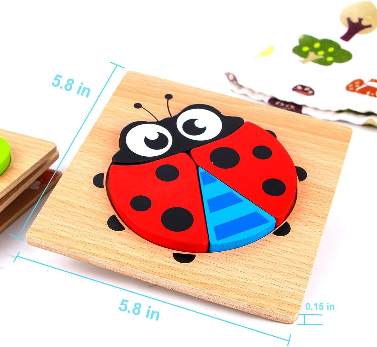 Wooden Animal Puzzles for Toddlers 1 2 3 Years Old, Boys & Girls Educational Toys Gift with 4 Animal Patterns, Bright Vibrant Color Shapes, Customize Gift Box Ready