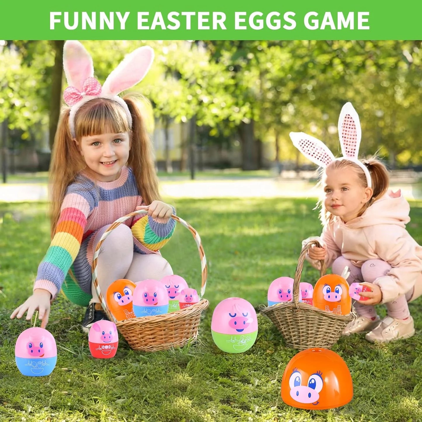 Matching Egg Toys for Toddlers, 8PCS Piggy Toys for Kids, Montessori Toys for 1 Year Old, Shape Sorter Stacking Nesting Dolls Sensory Learning Speech Therapy Birthday Gift 18+ Months