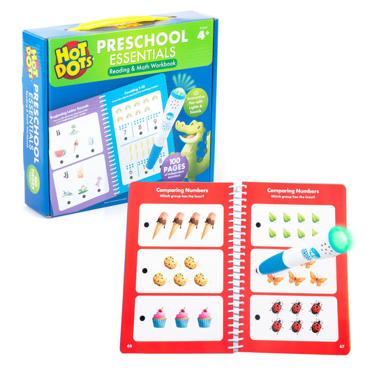 Hot Dots Preschool Essentials: Reading & Math Workbook, Ages 4+