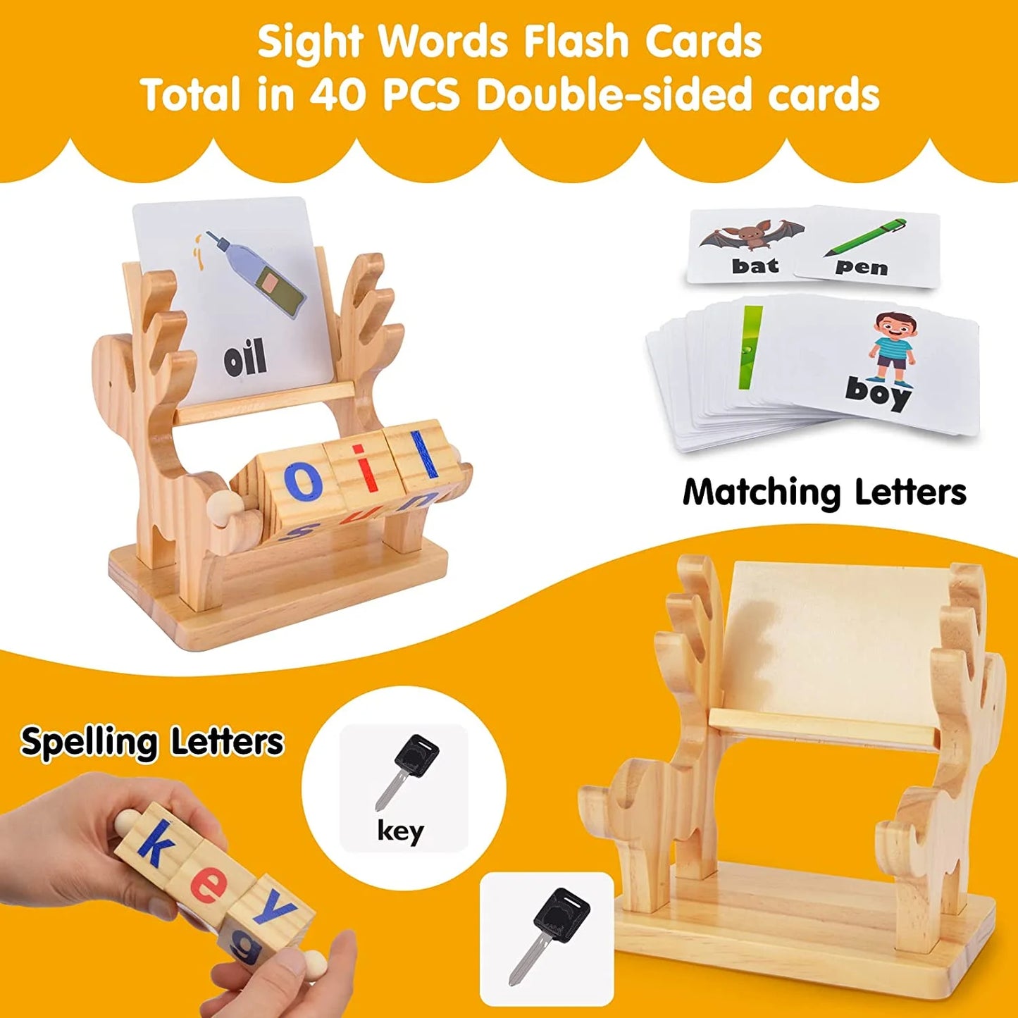 Educational Toys for Toddlers 3 4 5 Years Old, Sight Words Montessori Alphabet Learning Toys for Preschool Boys Girls