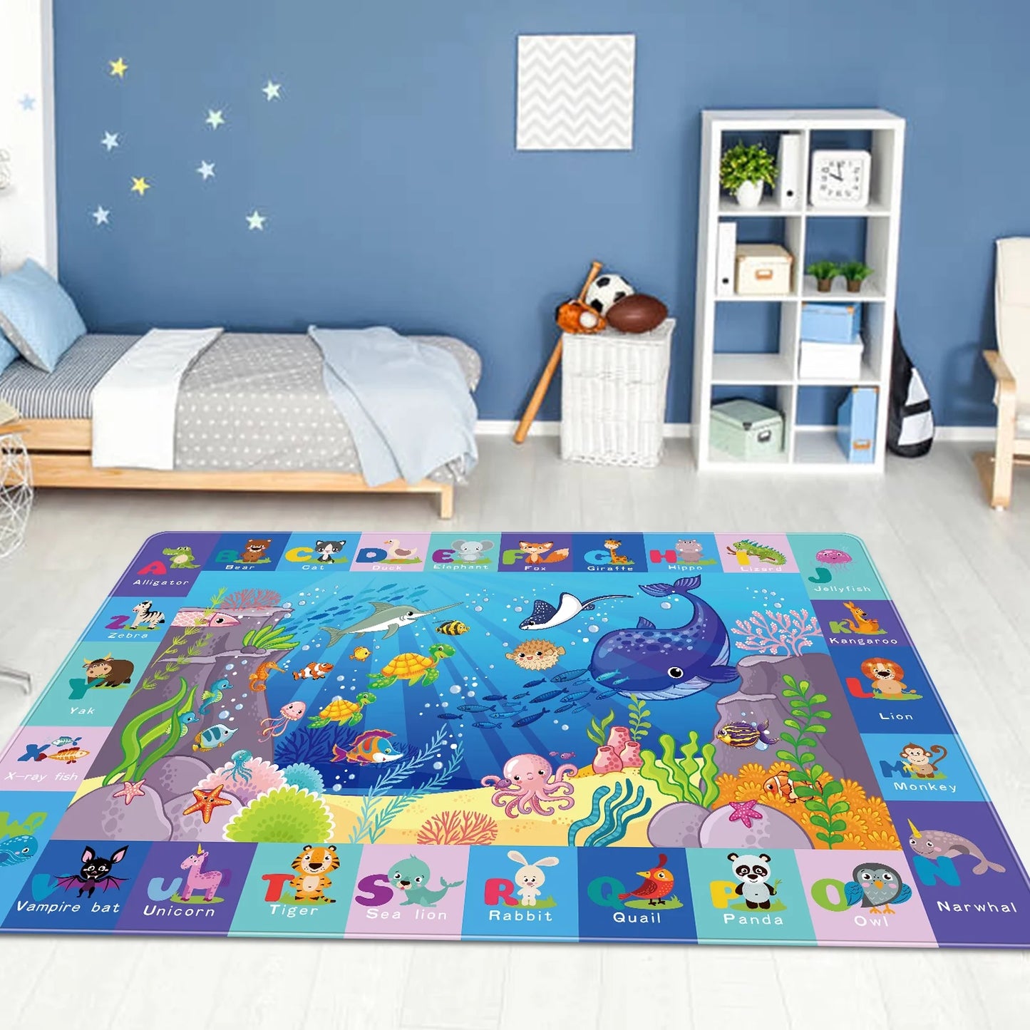 AKUNRUG Baby Play Mat for Floor, Kids Rug Playmat Baby Crawling Mat Educational Tummy Time Mat Soft ABC Play Mat for Toddlers Infants Kids Rug for Playroom Classroom(39.37X59.05 INCH)