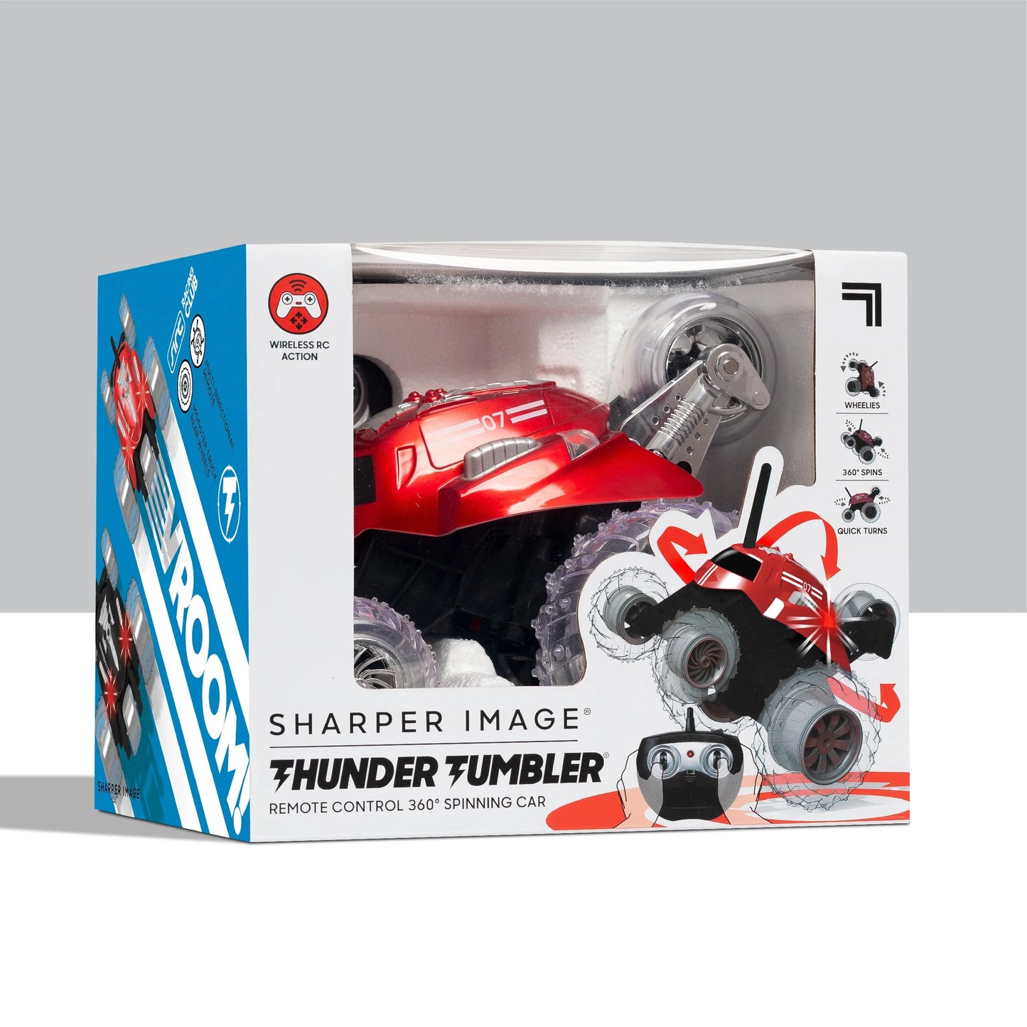 ® Thunder Tumbler Remote Control Car, with LED Lighting and 360 Spins, Age 6+, Red