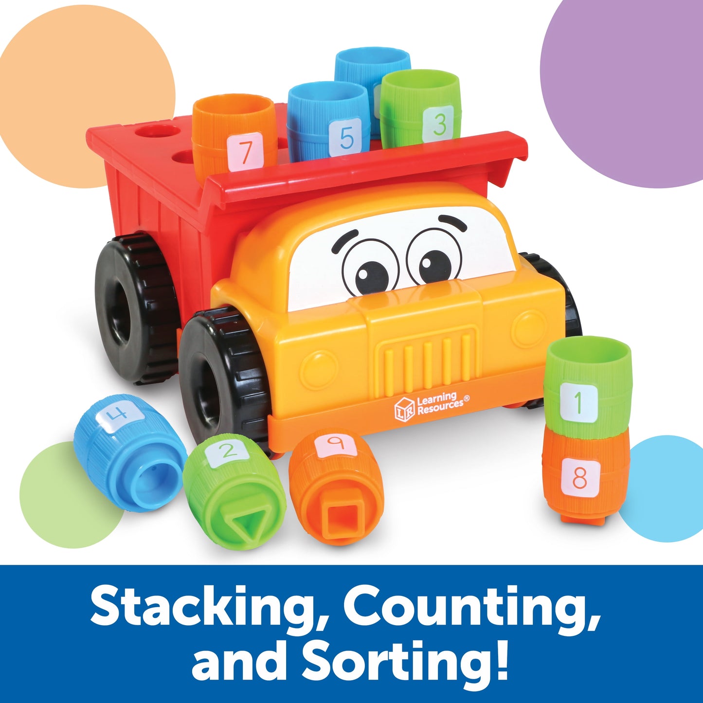 Tony the Peg Stacker Dump Truck - 10 Pieces, Toddler Learning Toys for Boys and Girls Ages 18+ Months