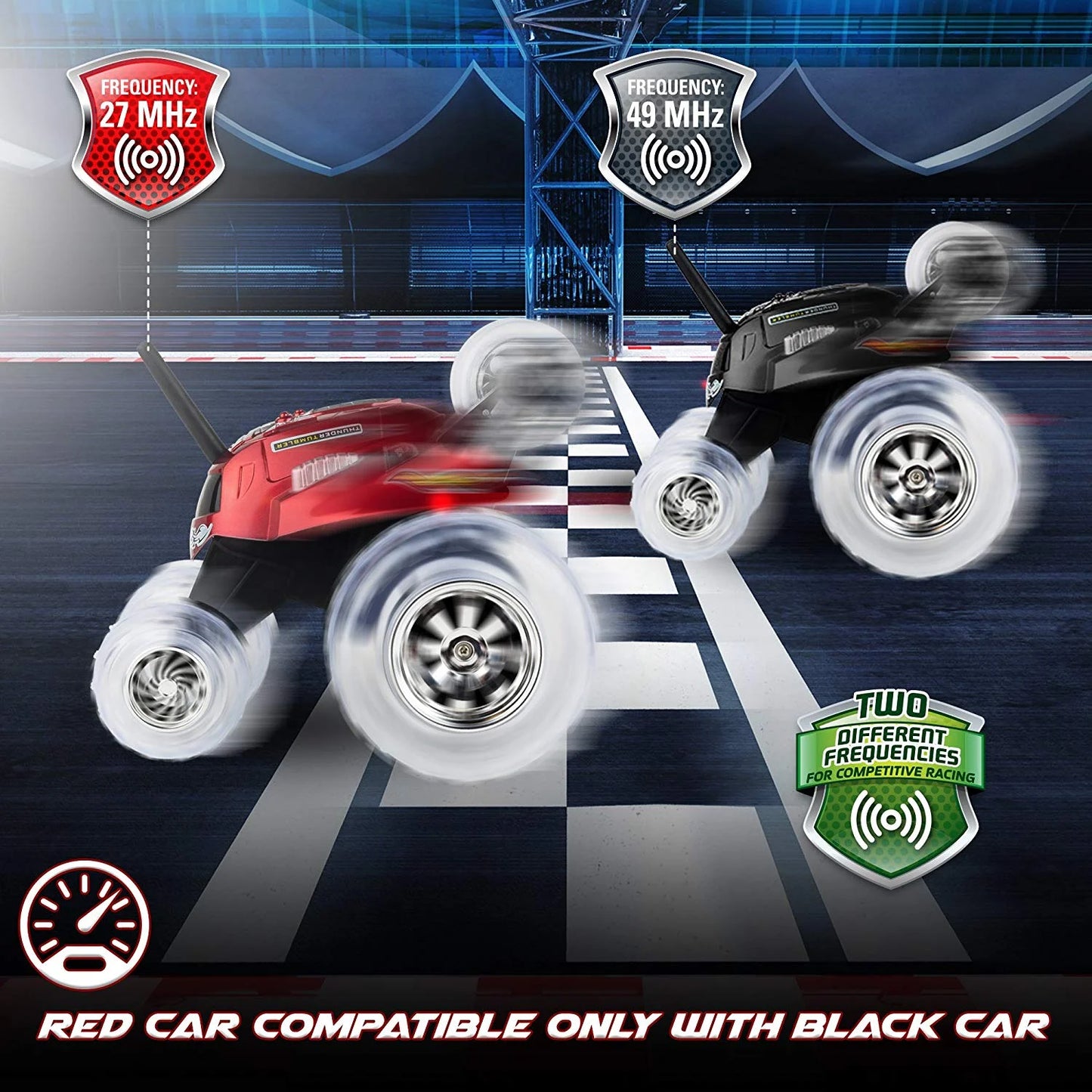 ® Thunder Tumbler Remote Control Car, with LED Lighting and 360 Spins, Age 6+, Red