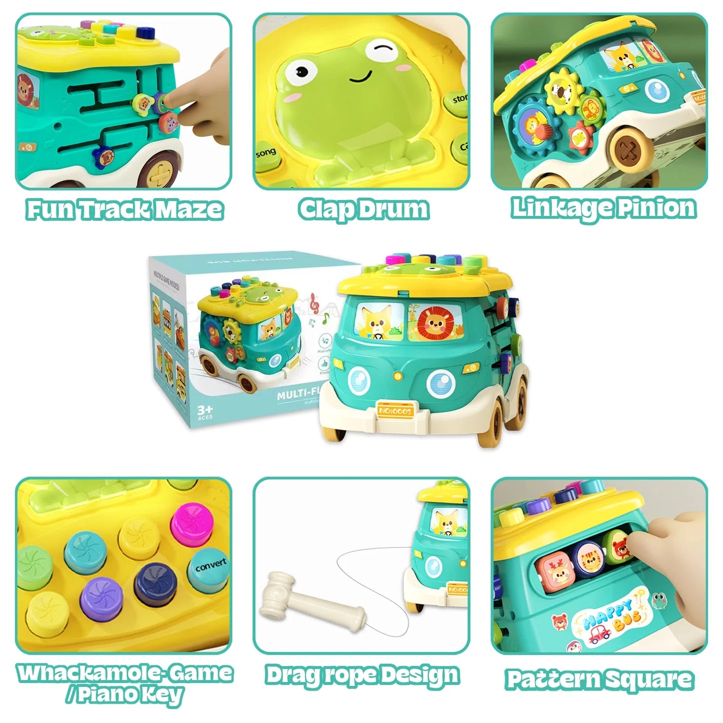 Baby Toys for 6 12 Months, Learning Toys for 1 2 3 Year Old Boys Girls, Light up Musical Busy Board Toy for Toddlers 1-3, Baby Toys for 12 24 Months