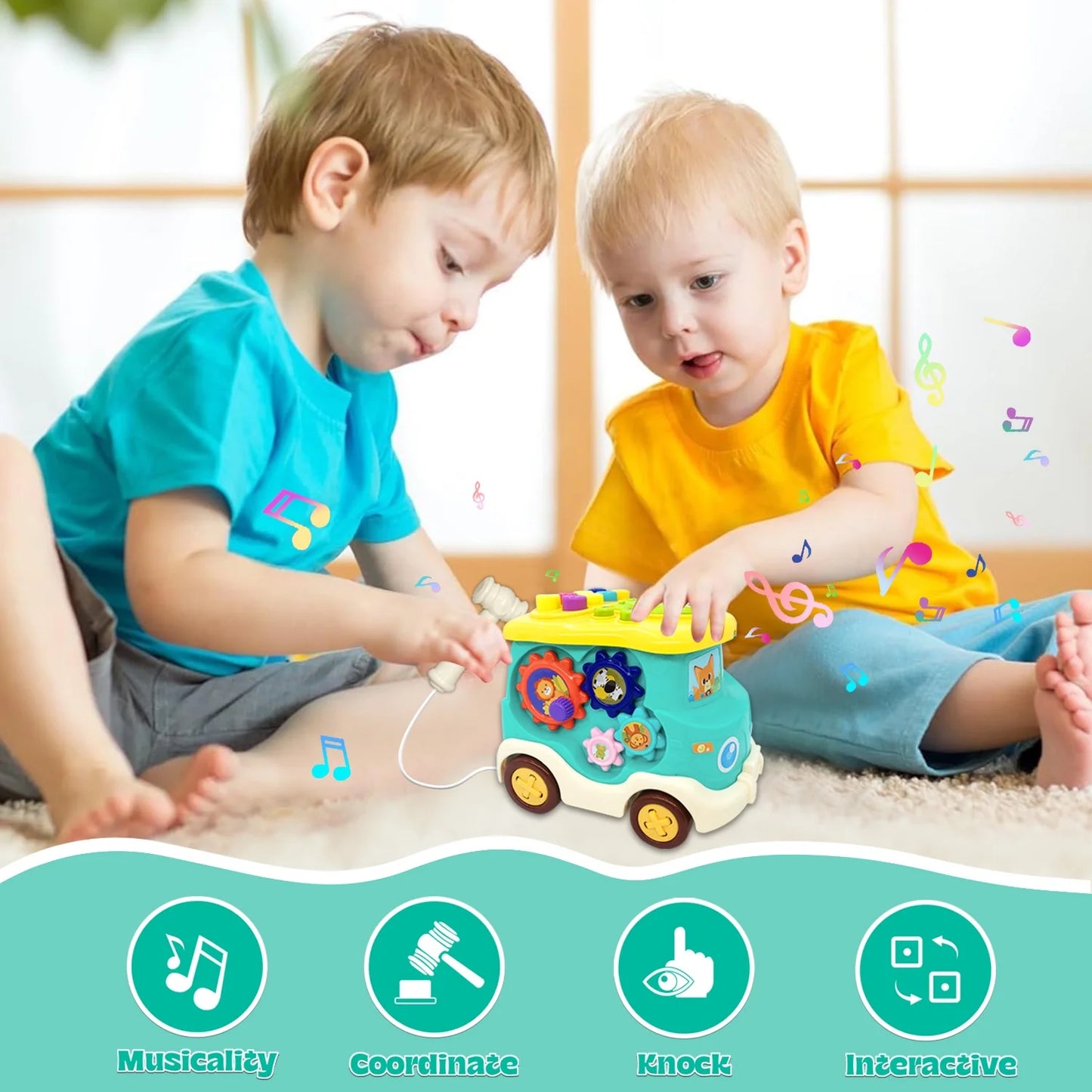 Baby Toys for 6 12 Months, Learning Toys for 1 2 3 Year Old Boys Girls, Light up Musical Busy Board Toy for Toddlers 1-3, Baby Toys for 12 24 Months