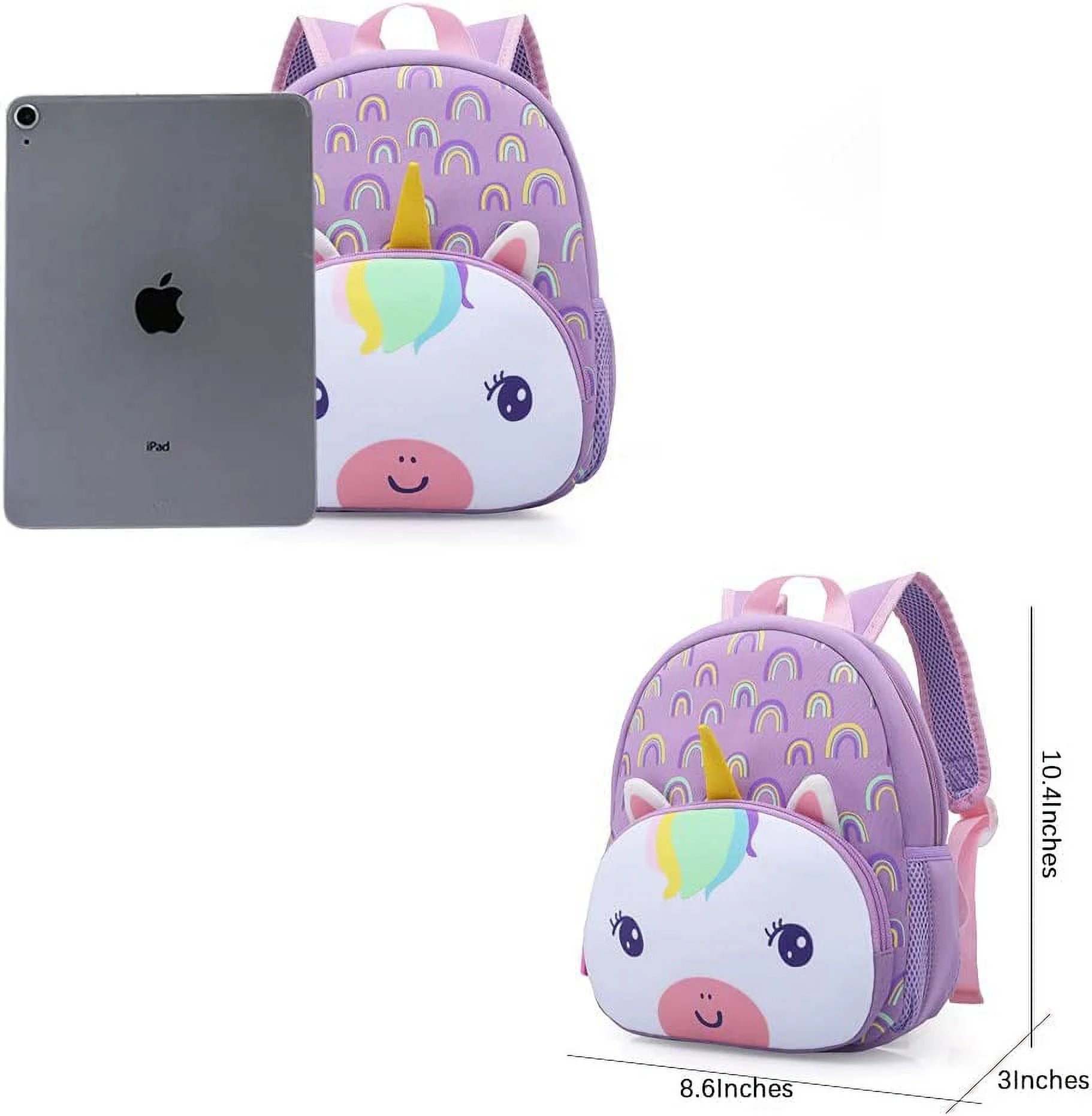 Cute Toddler Backpack Baby Girls Preschool Daycare Backpack Bookbag Schoolbag Gifts for Kids Little Girls(Rainbow Unicorn)