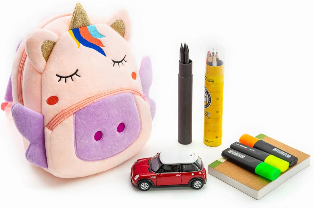 Cute Toddler Backpack Toddler Bag Plush Animal Cartoon Mini Travel Bag for Baby Girl Boy 2-6 Years(Bb Unicorn)