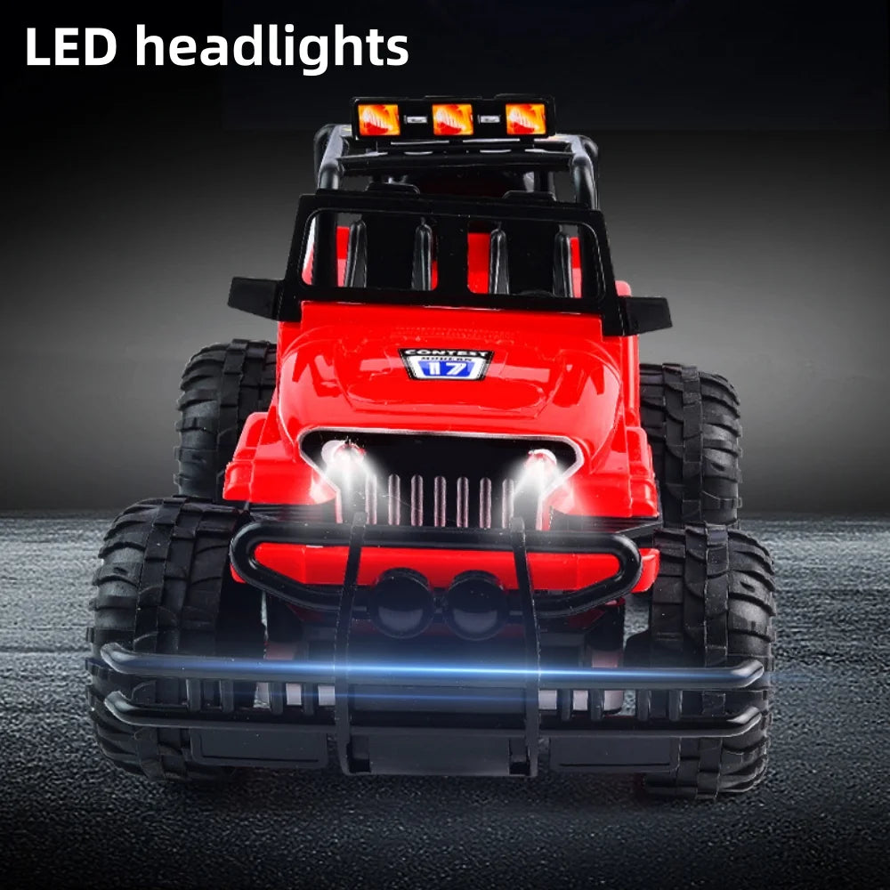 Remote Control Cars Die-Cast Toy Cars , Off-Road Truck with LED Lights, RC Toy Race Car Gifts, Red