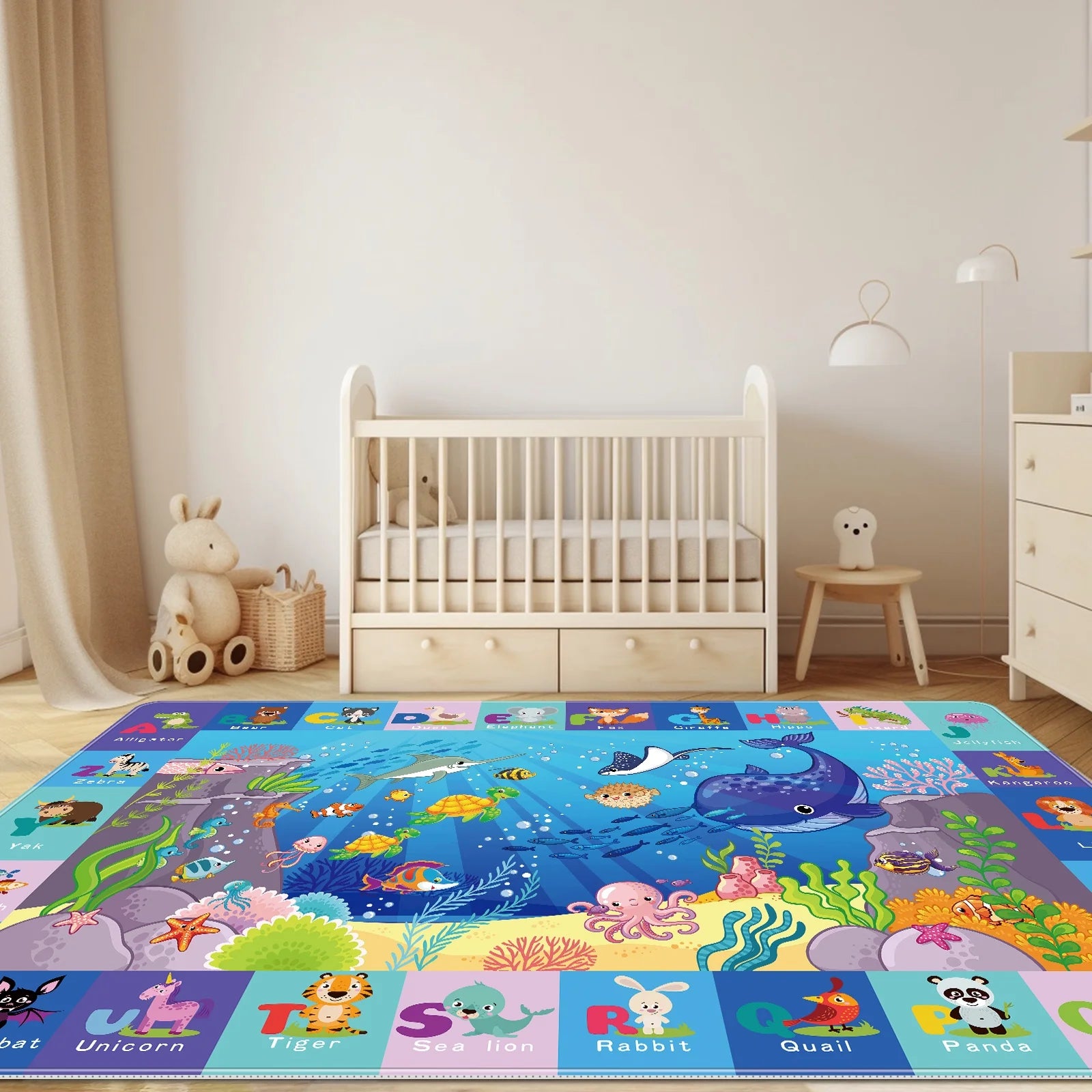 AKUNRUG Baby Play Mat for Floor, Kids Rug Playmat Baby Crawling Mat Educational Tummy Time Mat Soft ABC Play Mat for Toddlers Infants Kids Rug for Playroom Classroom（39.37X59.05 INCH）