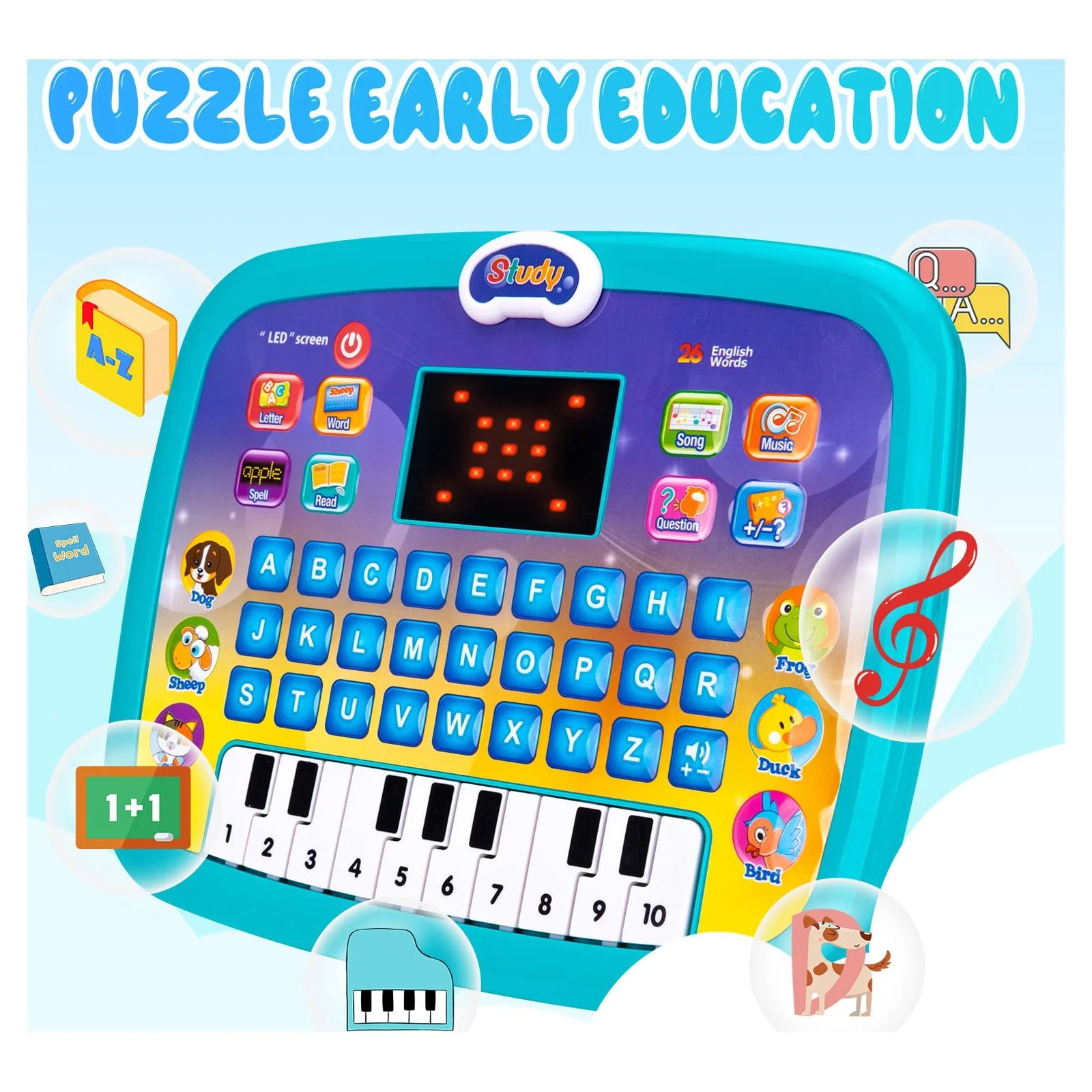 12 24 36 Months Old Toys Kids Birthday Gift Learning Computer Toy for 2 3 4 Year Old Boys Girls Educational Tablet for Toddler Age 2-5 Preschool Alphabet Math Learning Toys for 2 3 Year Old