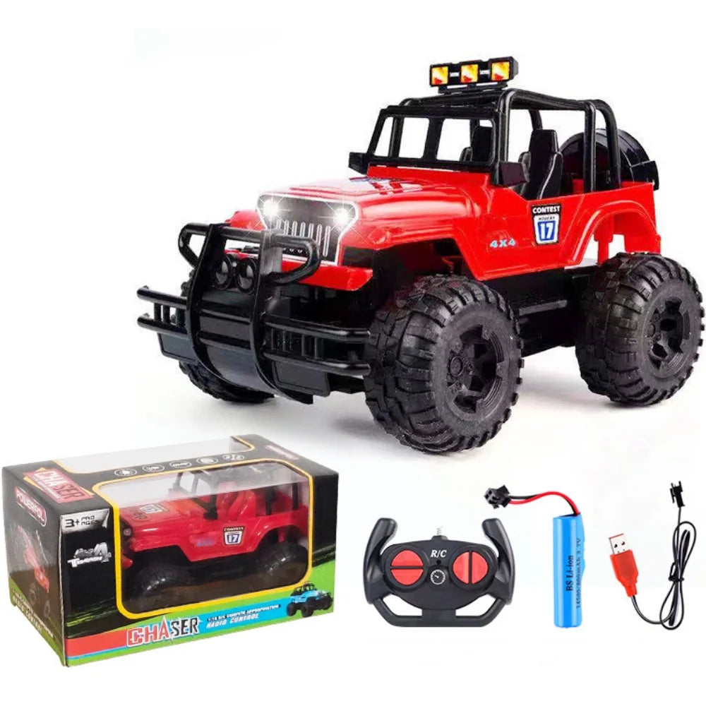 Remote Control Cars Die-Cast Toy Cars , Off-Road Truck with LED Lights, RC Toy Race Car Gifts, Red