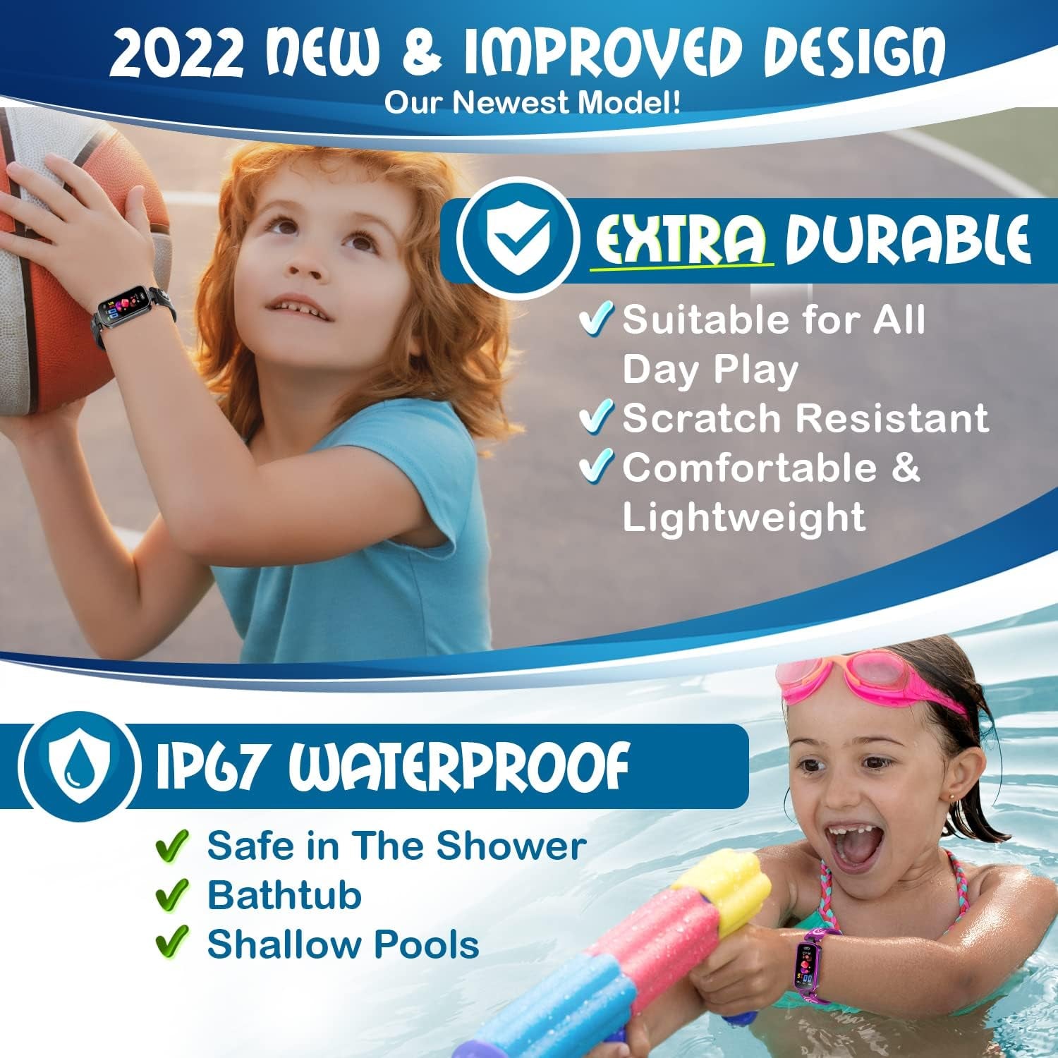 Kids Fitness Tracker for Age 5-16, 2022 Upgraded Kids Watch with Pedometer, Sleep Monitor & Calorie Counter, Fitness Watch for Girls & Boys (Black)