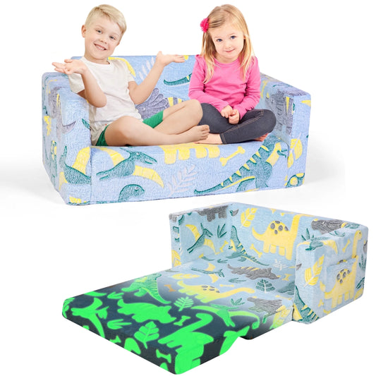 Kids Couch Toddler Chair,Foldable Kids Sofa with Pocket,Glow in the Dark,Toddler Bed for Girls Boys