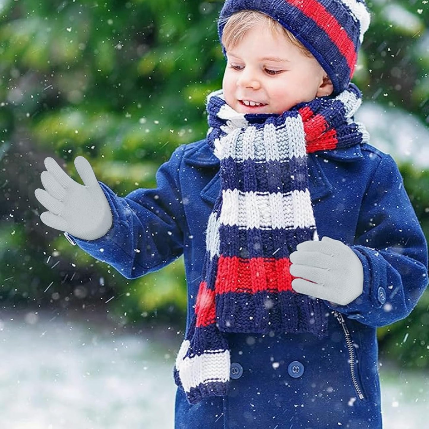 Kids Winter Gloves 1-5Pairs Magic Knit Warm Stretch Full Fingers Gloves for Boys Girls Toddler Children 1-15 Years