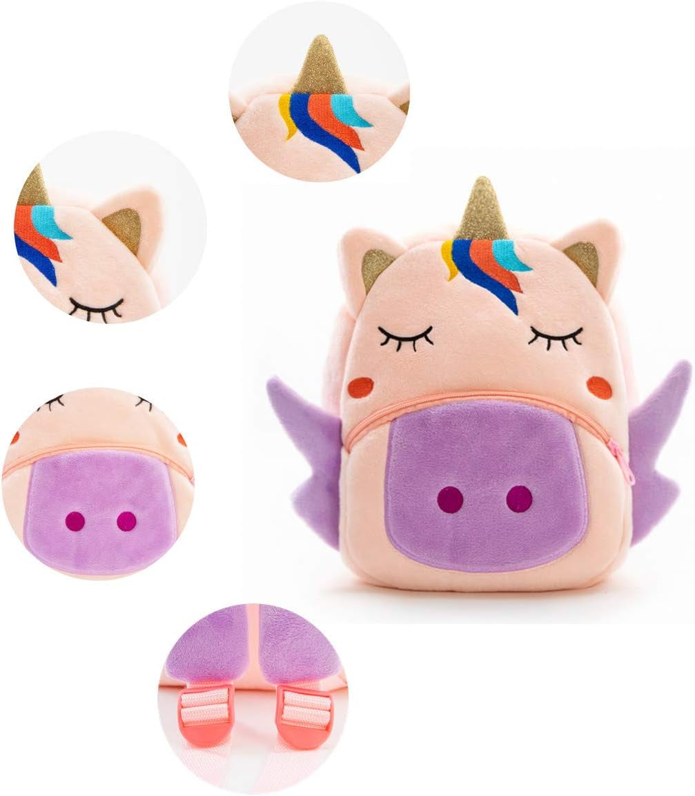 Cute Toddler Backpack Toddler Bag Plush Animal Cartoon Mini Travel Bag for Baby Girl Boy 2-6 Years(Bb Unicorn)