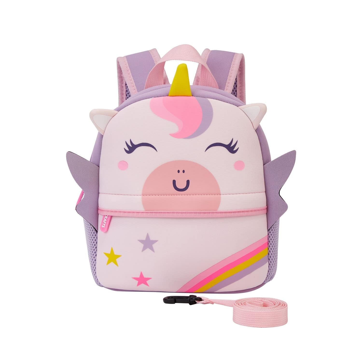 Preschool Toddler Backpack with Leash, 3D Cute Cartoon Neoprene Animal Schoolbag for Kids Boys Girls(Baby Unicorn)