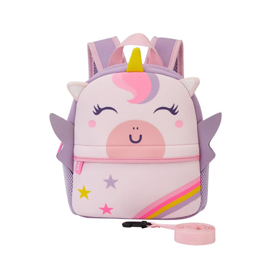 Preschool Toddler Backpack with Leash, 3D Cute Cartoon Neoprene Animal Schoolbag for Kids Boys Girls(Baby Unicorn)