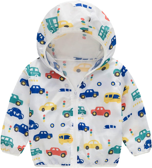 Toddler Boys Girls Sunscreen Jackets Printing Cartoon Hooded Outerwear Zipper Coats Snow Jackets for (Yellow, 3 Years)