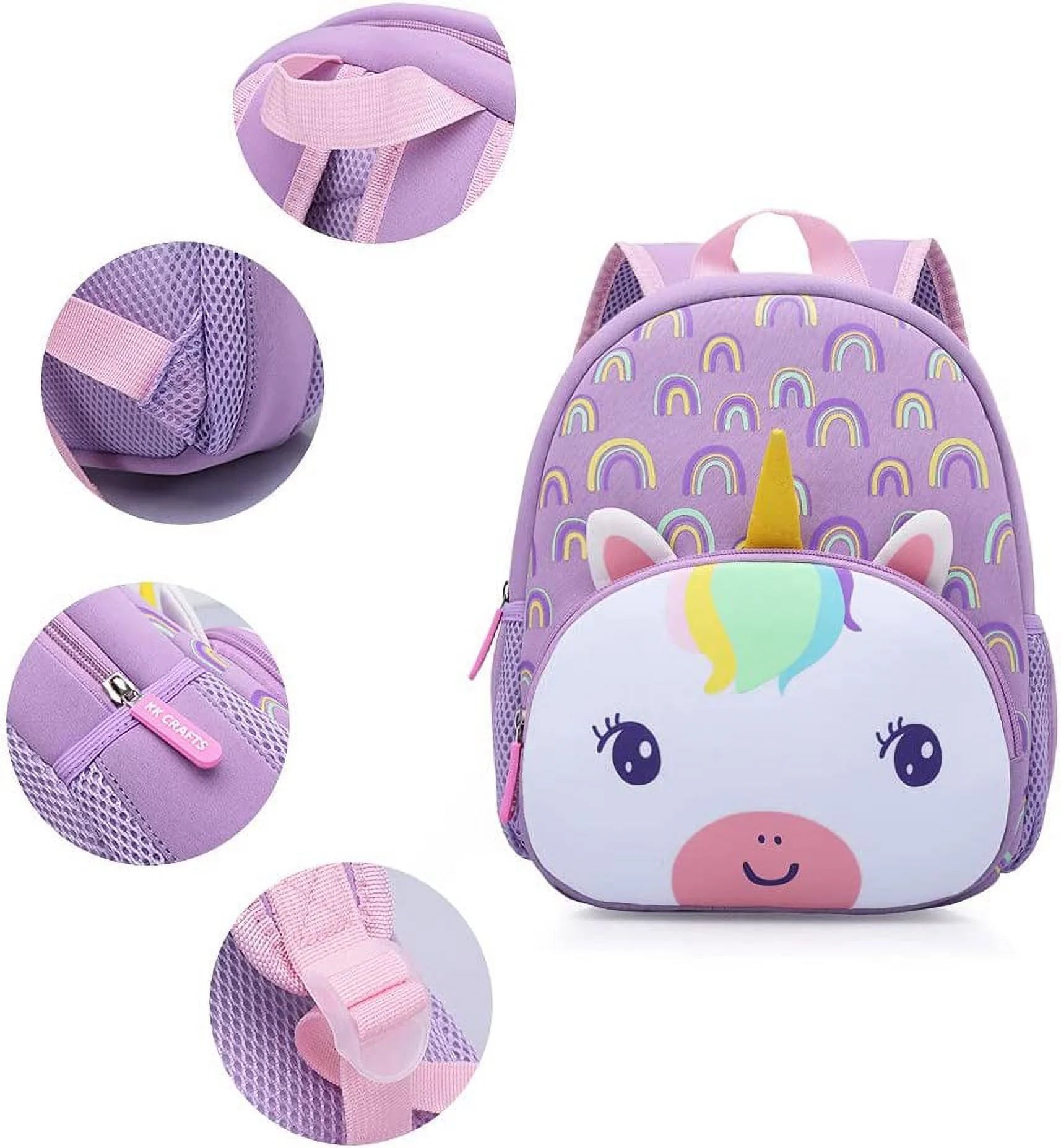 Cute Toddler Backpack Baby Girls Preschool Daycare Backpack Bookbag Schoolbag Gifts for Kids Little Girls(Rainbow Unicorn)