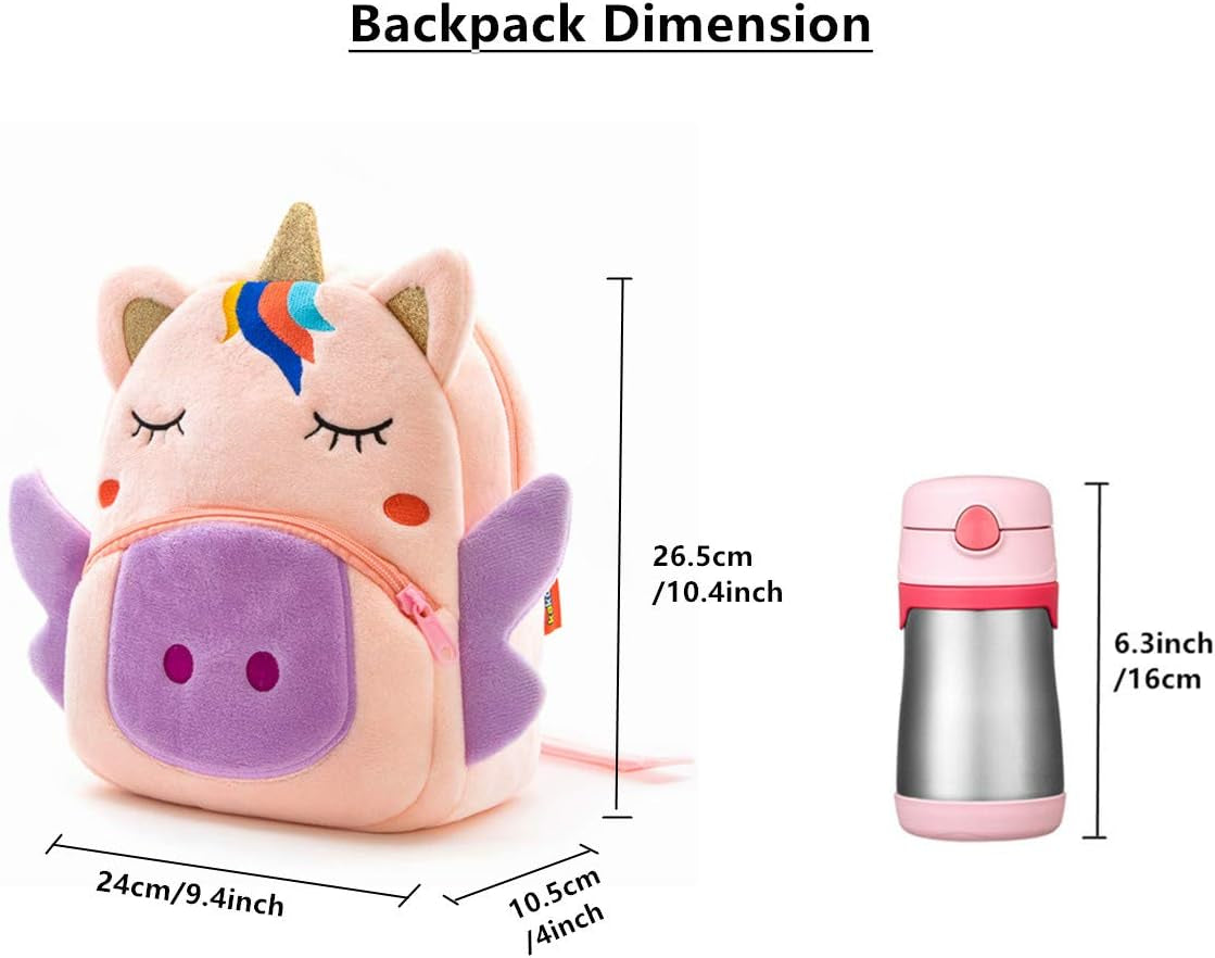 Cute Toddler Backpack Toddler Bag Plush Animal Cartoon Mini Travel Bag for Baby Girl Boy 2-6 Years(Bb Unicorn)