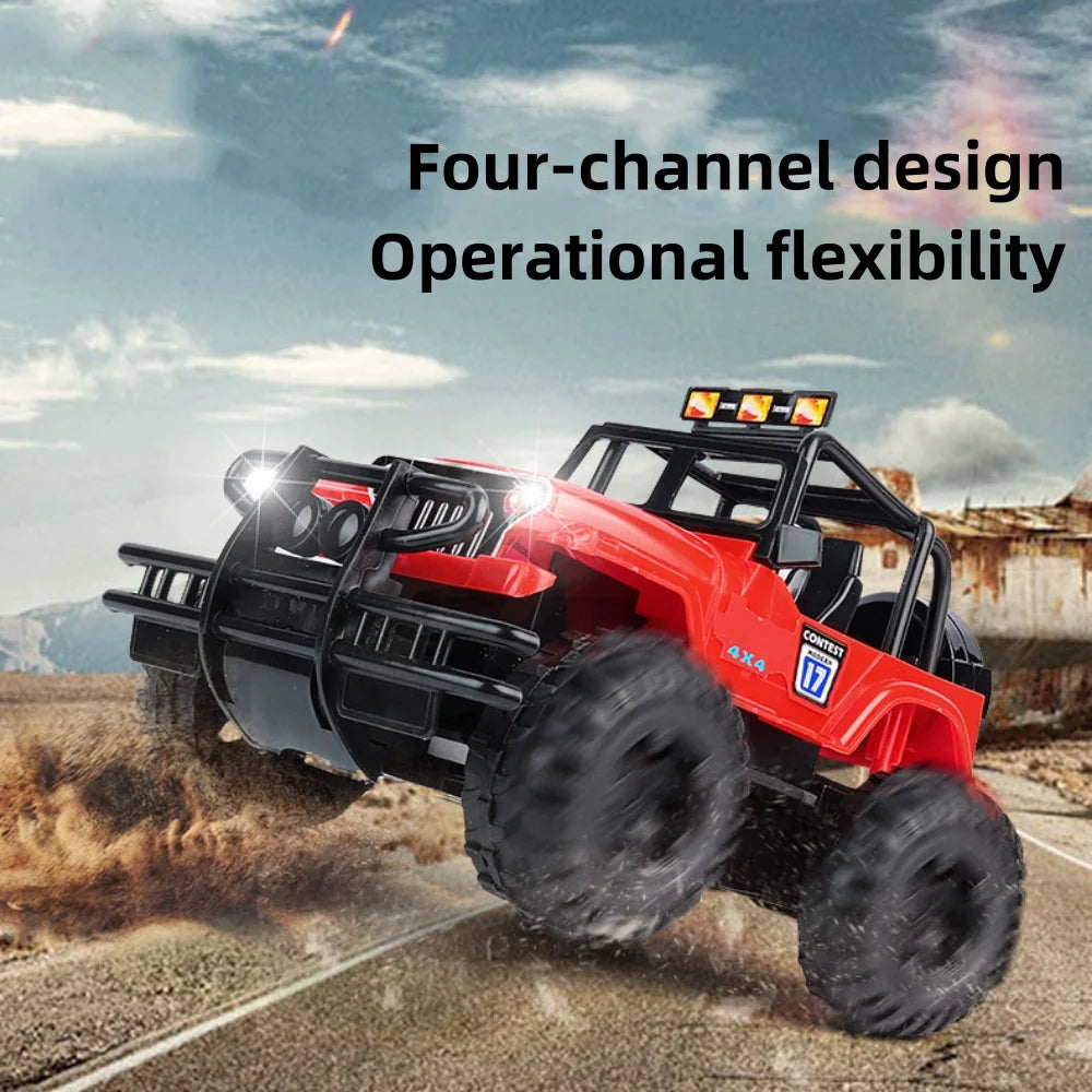 Remote Control Cars Die-Cast Toy Cars , Off-Road Truck with LED Lights, RC Toy Race Car Gifts, Red