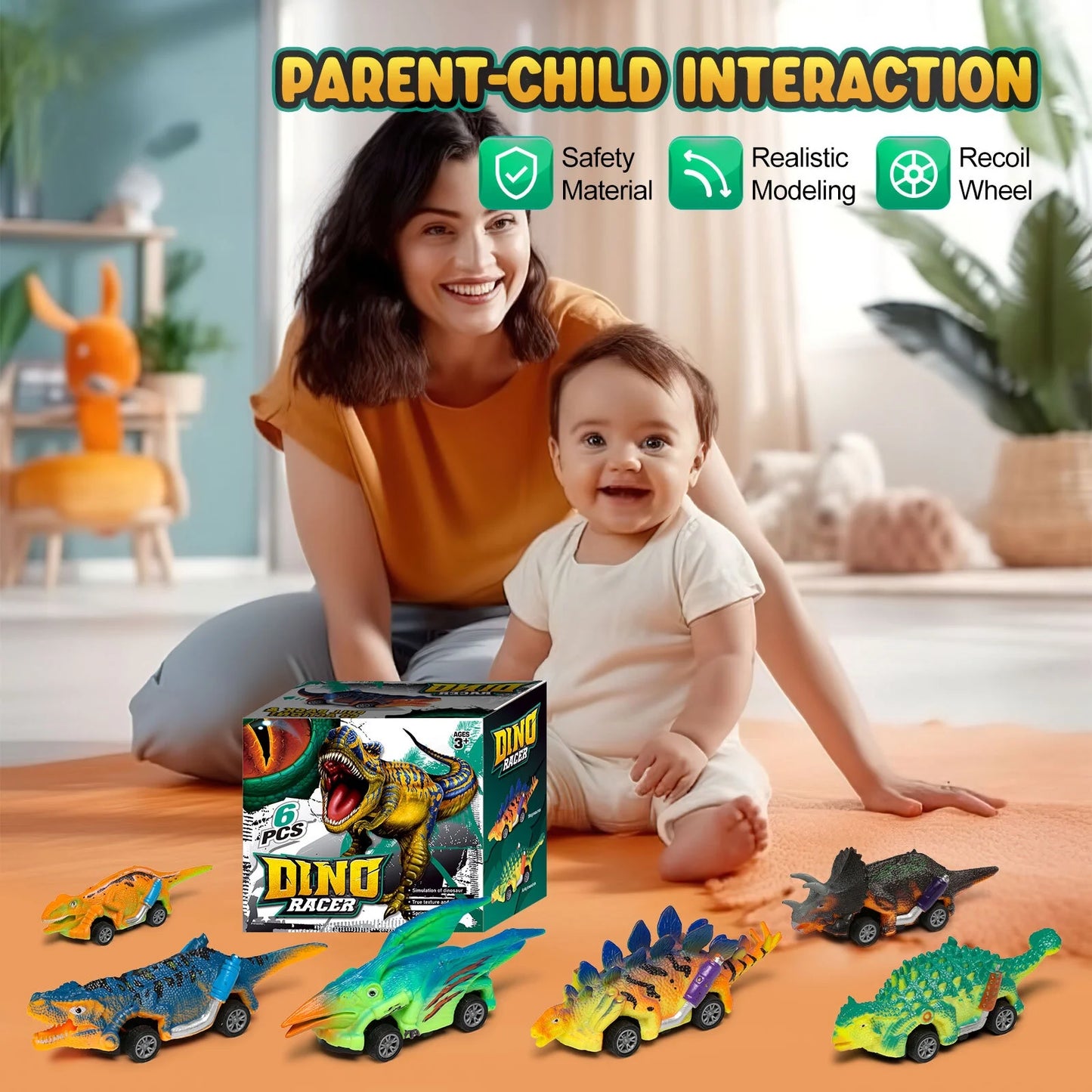 Dinosaur Toys, Boy Toys Car Ages 2 3 4 5 6, Dinosaur Pull Back Car 6 PCS for Toddlers Kids Boys Toys Ages 2-6 Years Old,Birthday Gifts.