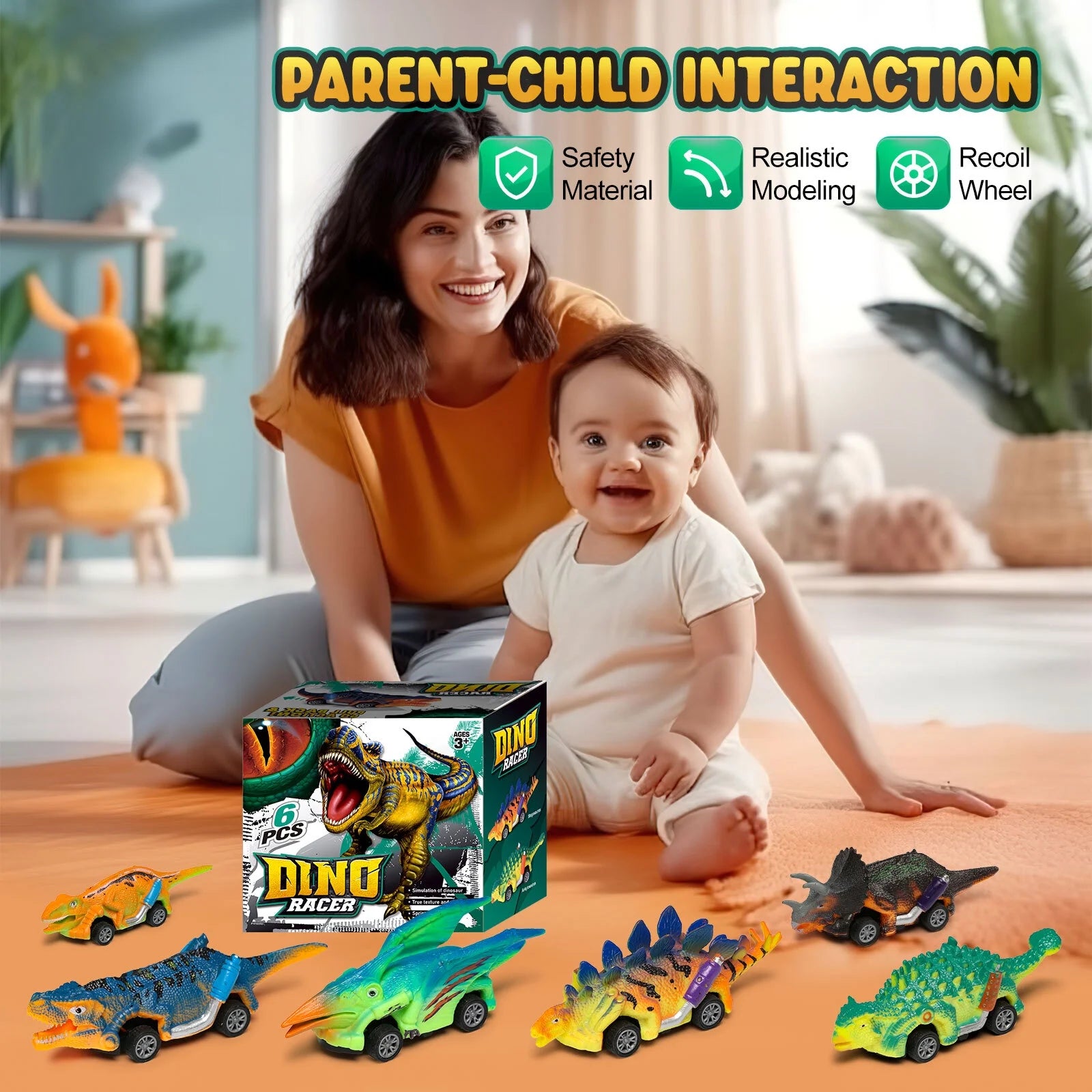 Dinosaur Toys, Boy Toys Car Ages 2 3 4 5 6, Dinosaur Pull Back Car 6 PCS for Toddlers Kids Boys Toys Ages 2-6 Years Old,Birthday Gifts.