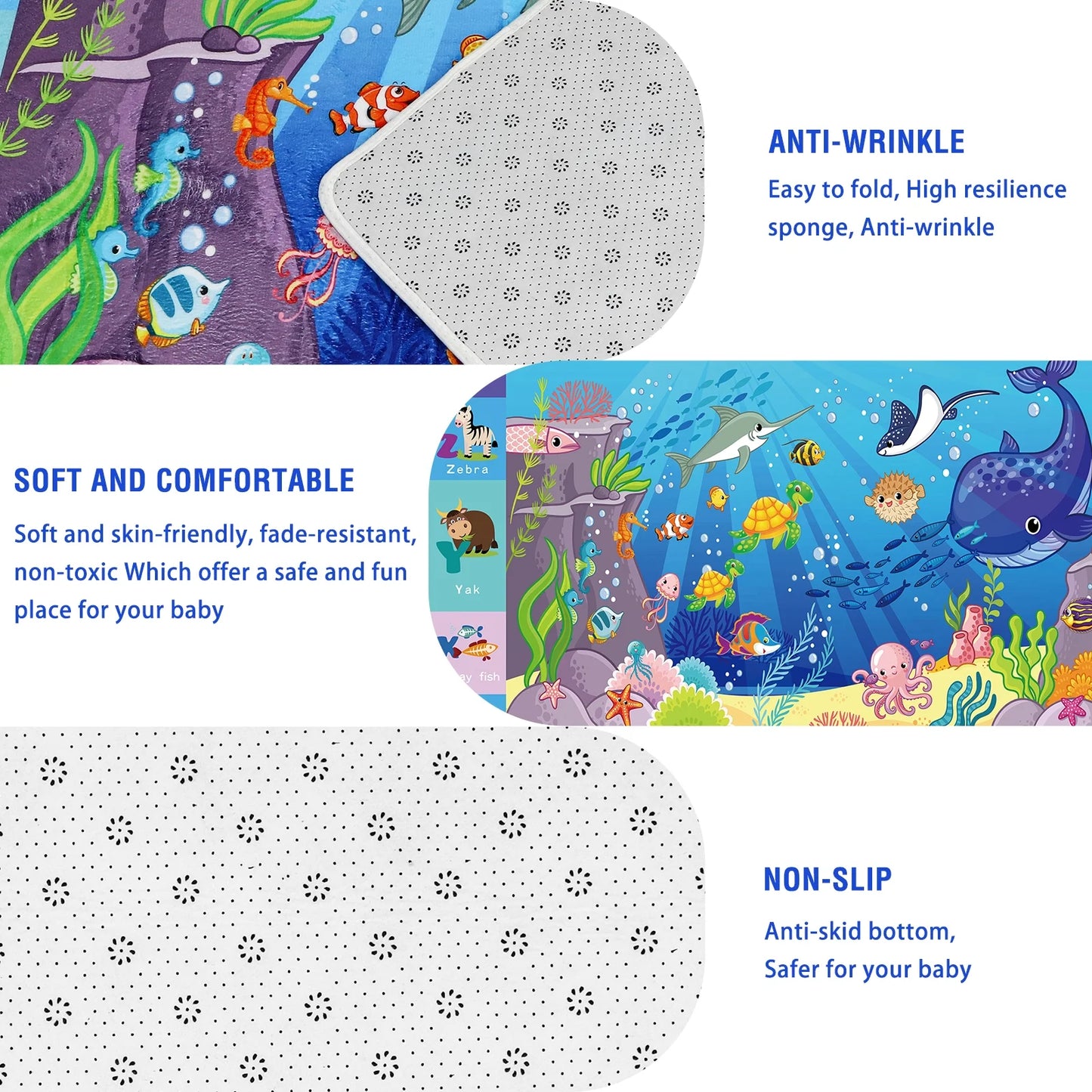 AKUNRUG Baby Play Mat for Floor, Kids Rug Playmat Baby Crawling Mat Educational Tummy Time Mat Soft ABC Play Mat for Toddlers Infants Kids Rug for Playroom Classroom（39.37X59.05 INCH）