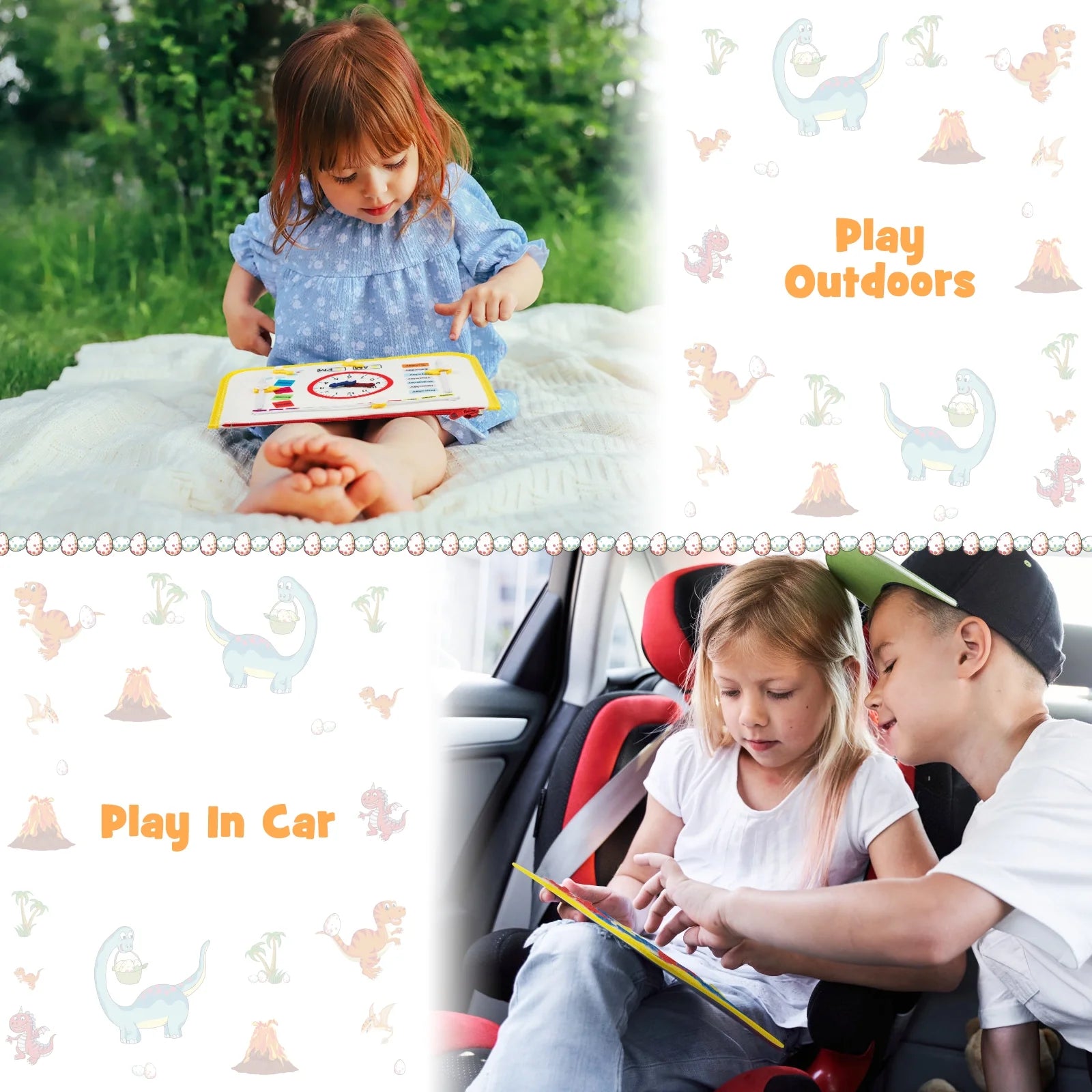Toddler Busy Board - Busy Board for Toddlers 2-4-Toddler Travel Toys for Car or Airplane - 5 in 1 Montessori Toys ,– Educational Learning Toy