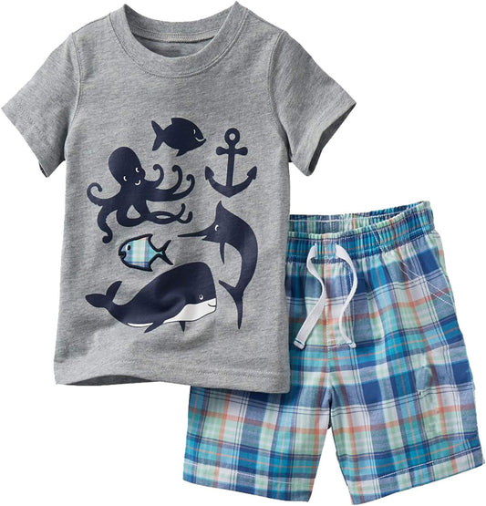 Toddler Boy'S Short Sleeve T-Shirt and Short Outfit Set 2-7T