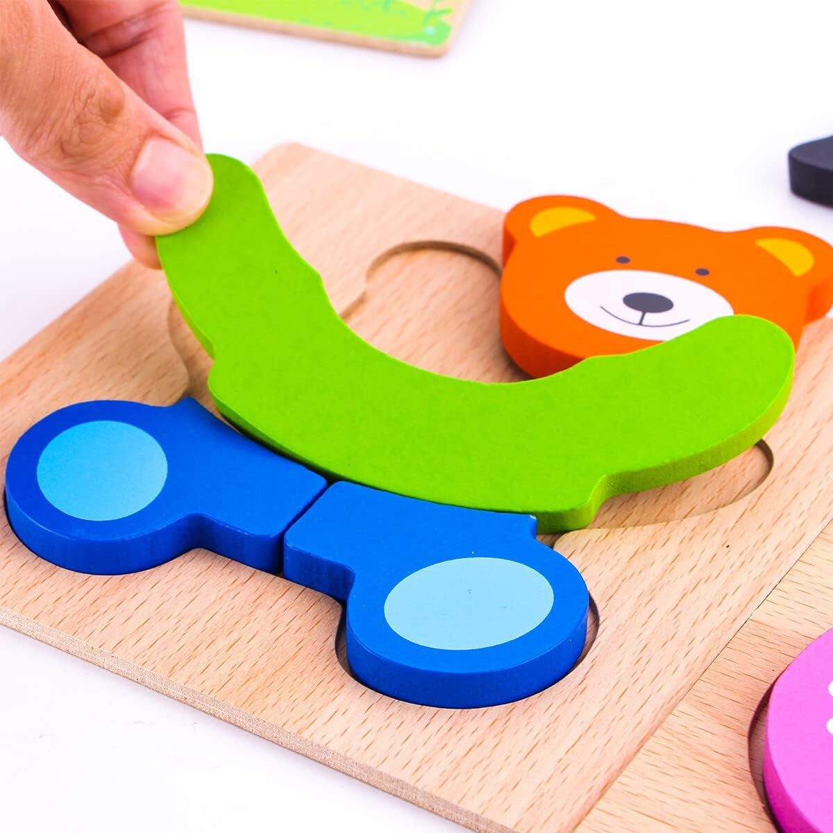 Wooden Animal Puzzles for Toddlers 1 2 3 Years Old, Boys & Girls Educational Toys Gift with 4 Animal Patterns, Bright Vibrant Color Shapes, Customize Gift Box Ready