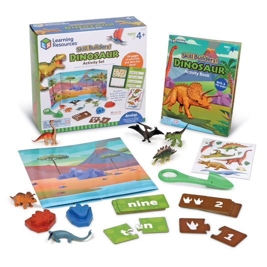 Skill Builders! Dinosaur Activity Set,22 Pieces, Ages 4+, Preschool Learning Activities, Preschool Science, Preschool Activity Book ,Dinosaur Toys, Dino Toys, Jurassic Toys